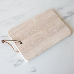 Travertine Cheese Board with Leather Tie cheese board Creative Co-op (DYA)