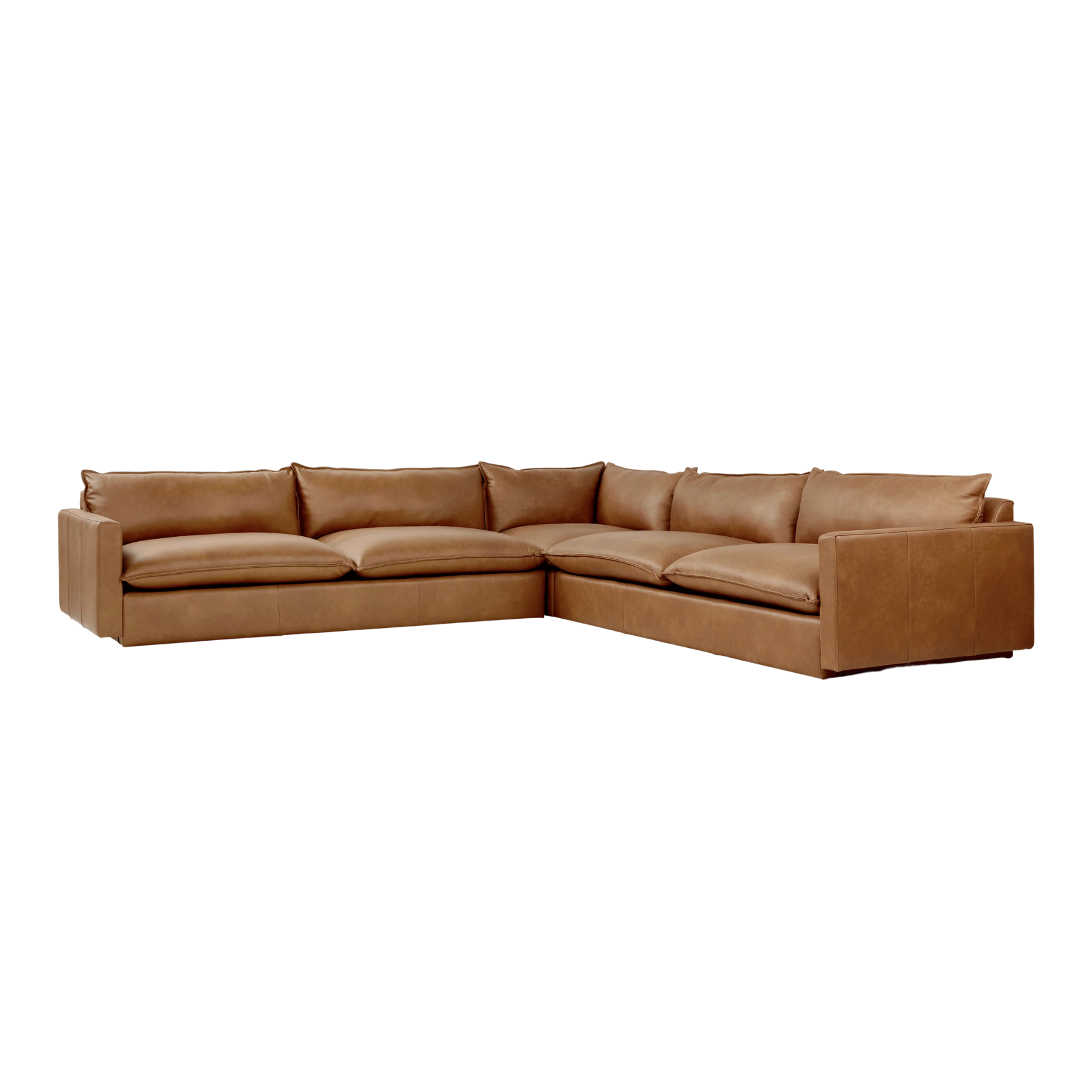 Gus* Modern Sola Bi-Sectional 2 - FURNITURE - sectional Gus Raleigh Chestnut Leather