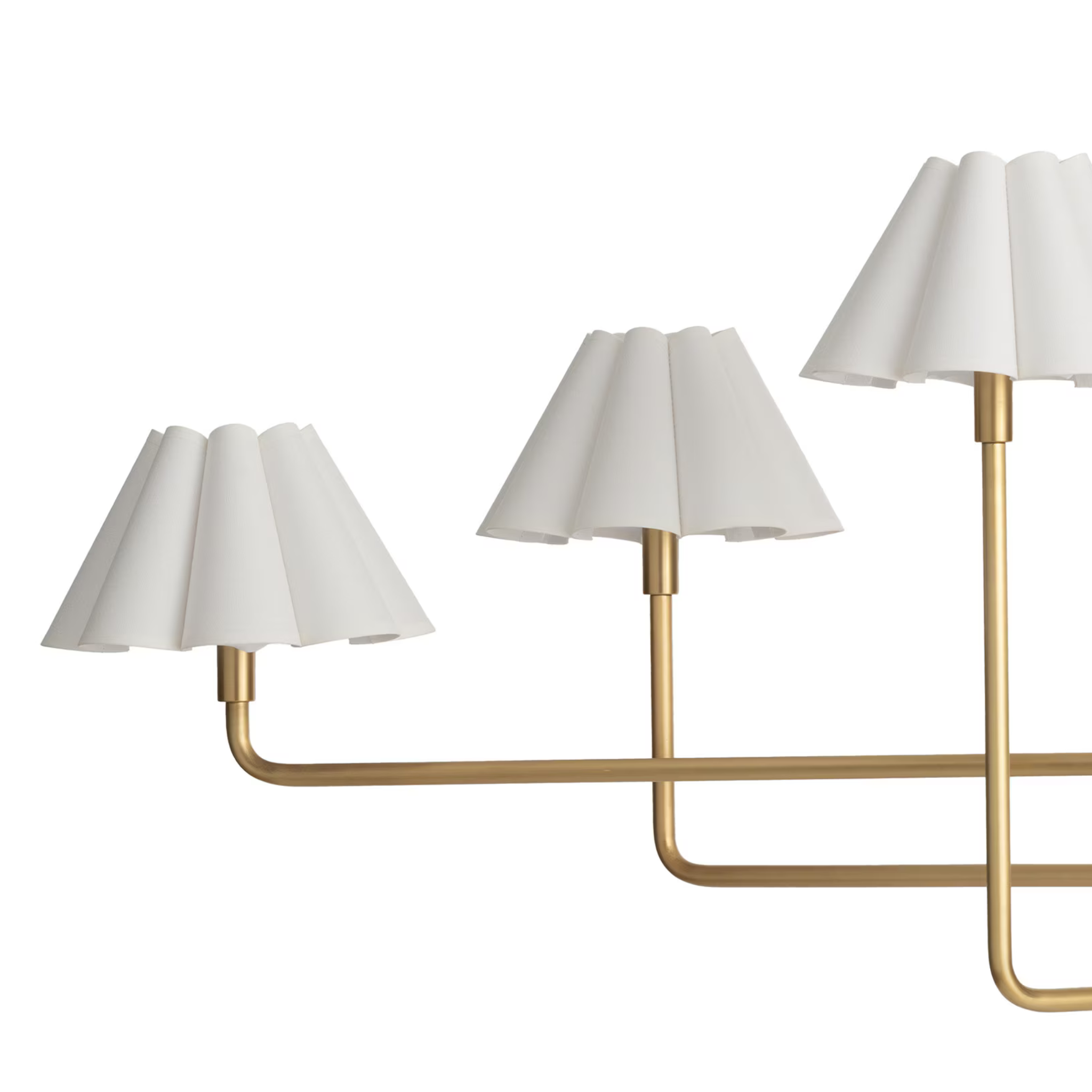 Polly Metal Chandelier - Natural Brass with White Scalloped Shade Chandelier Regina Andrew