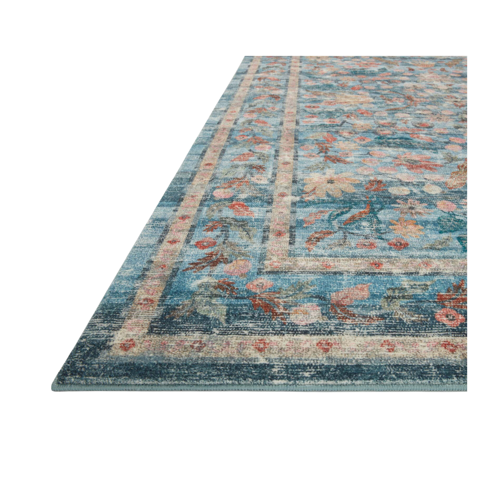 Rifle Paper Co. x Loloi Courtyard Eve Blue Rug 3-patterned rugs Loloi