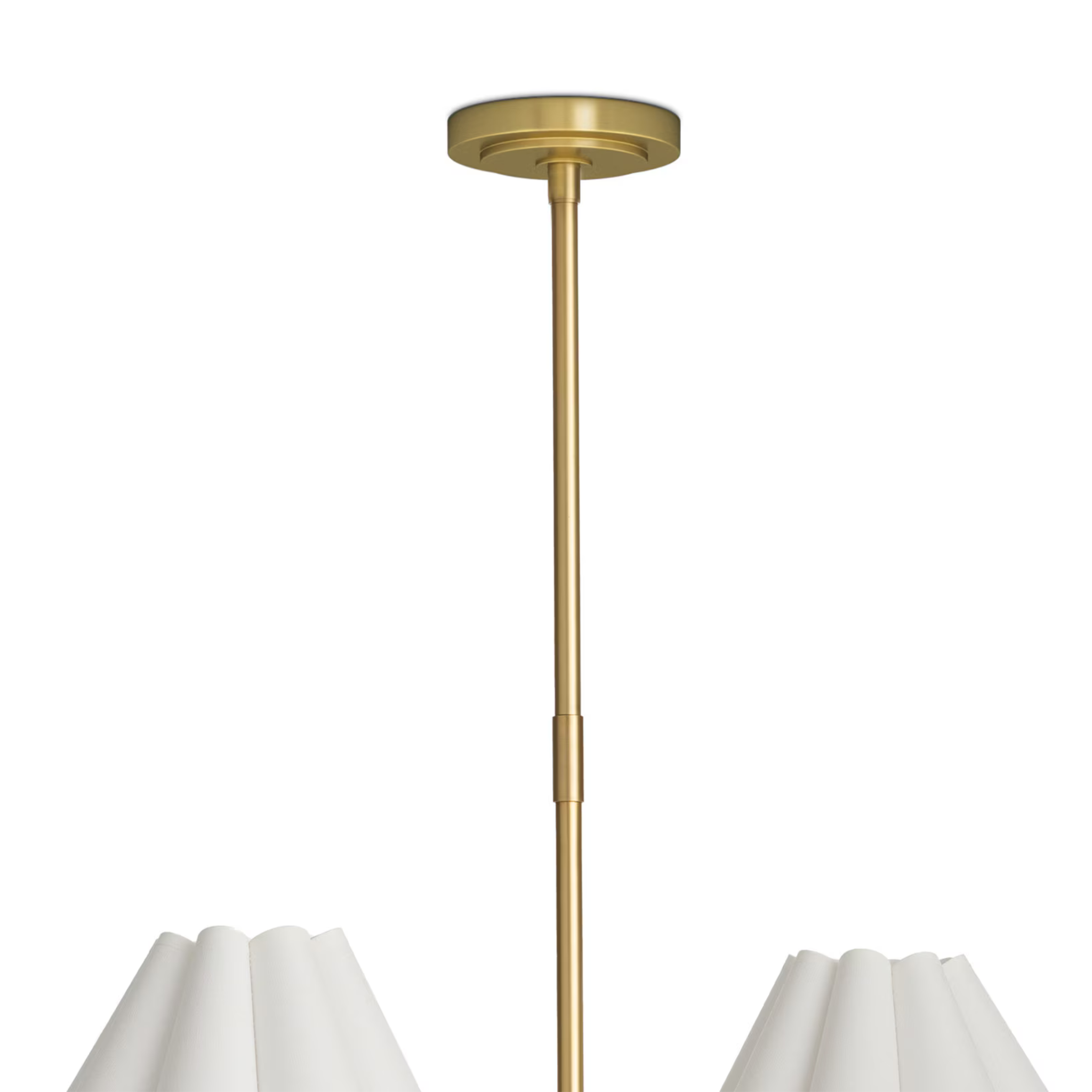 Polly Metal Chandelier - Natural Brass with White Scalloped Shade Chandelier Regina Andrew