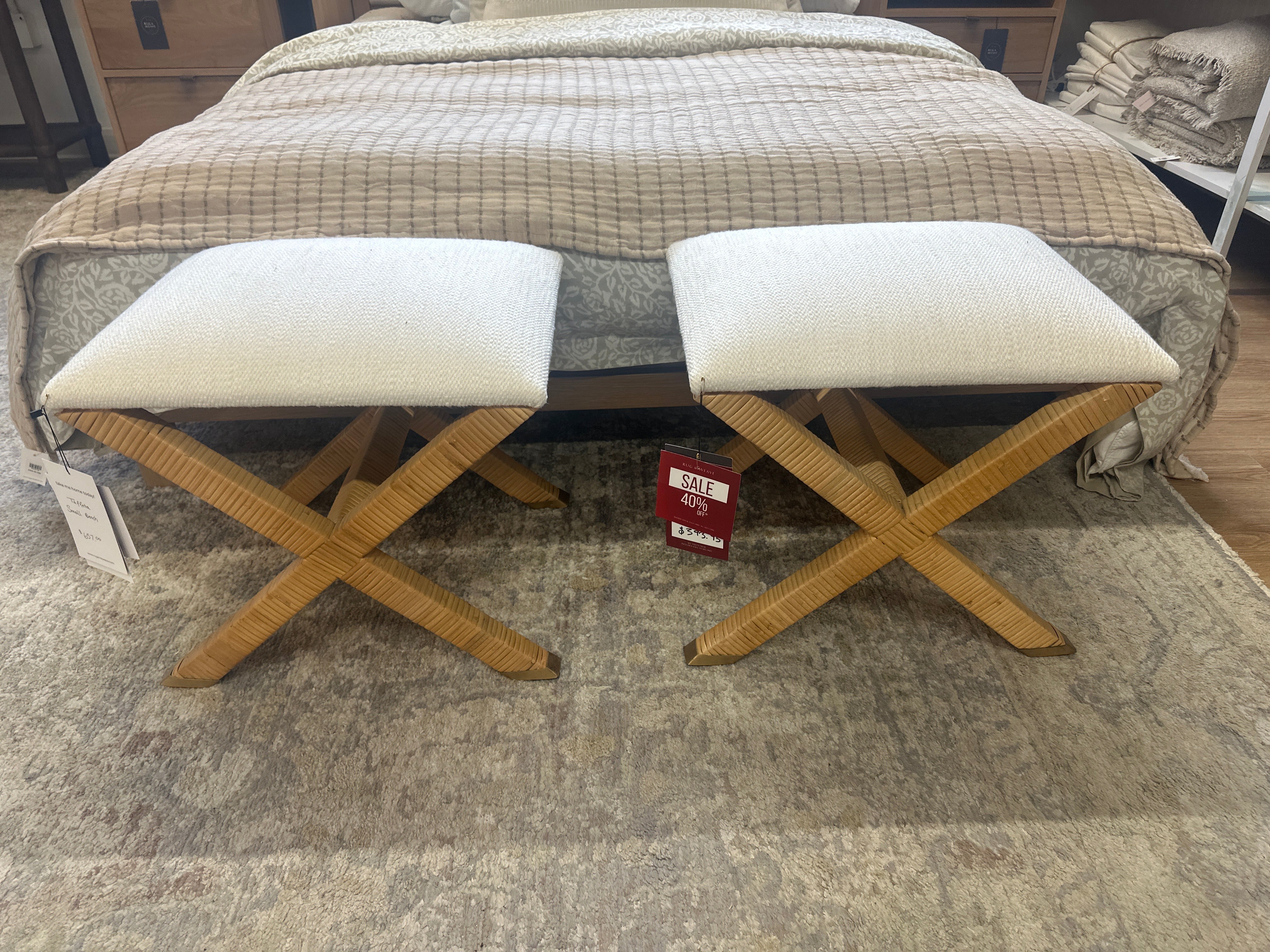 FLOOR MODEL - Taffeta Small Bench FURNITURE - floor model Uttermost