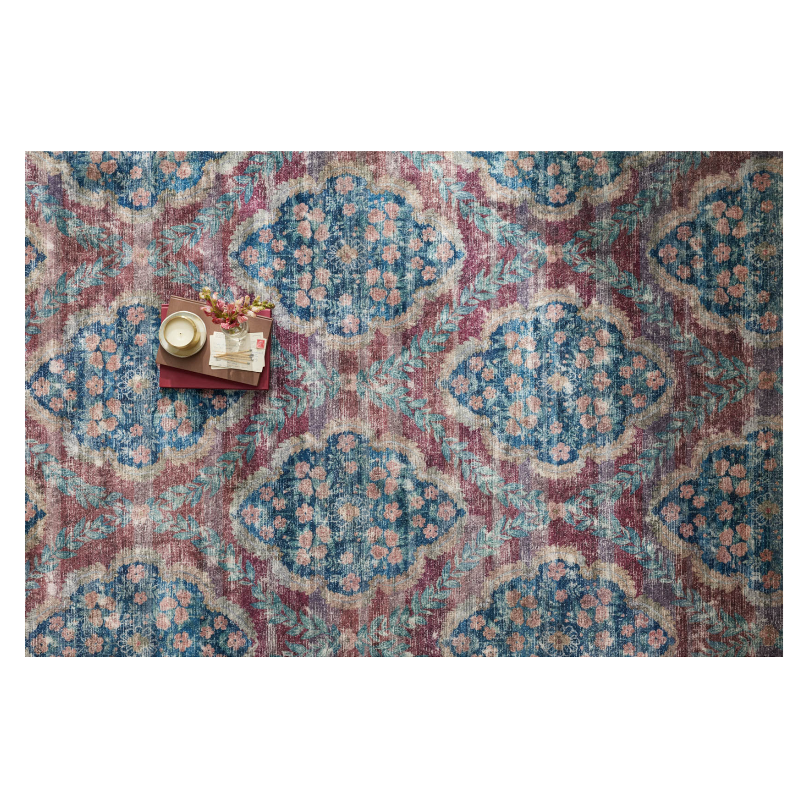 Rifle Paper Co. x Loloi Courtyard Chateau Red Rug 3-patterned rugs Loloi