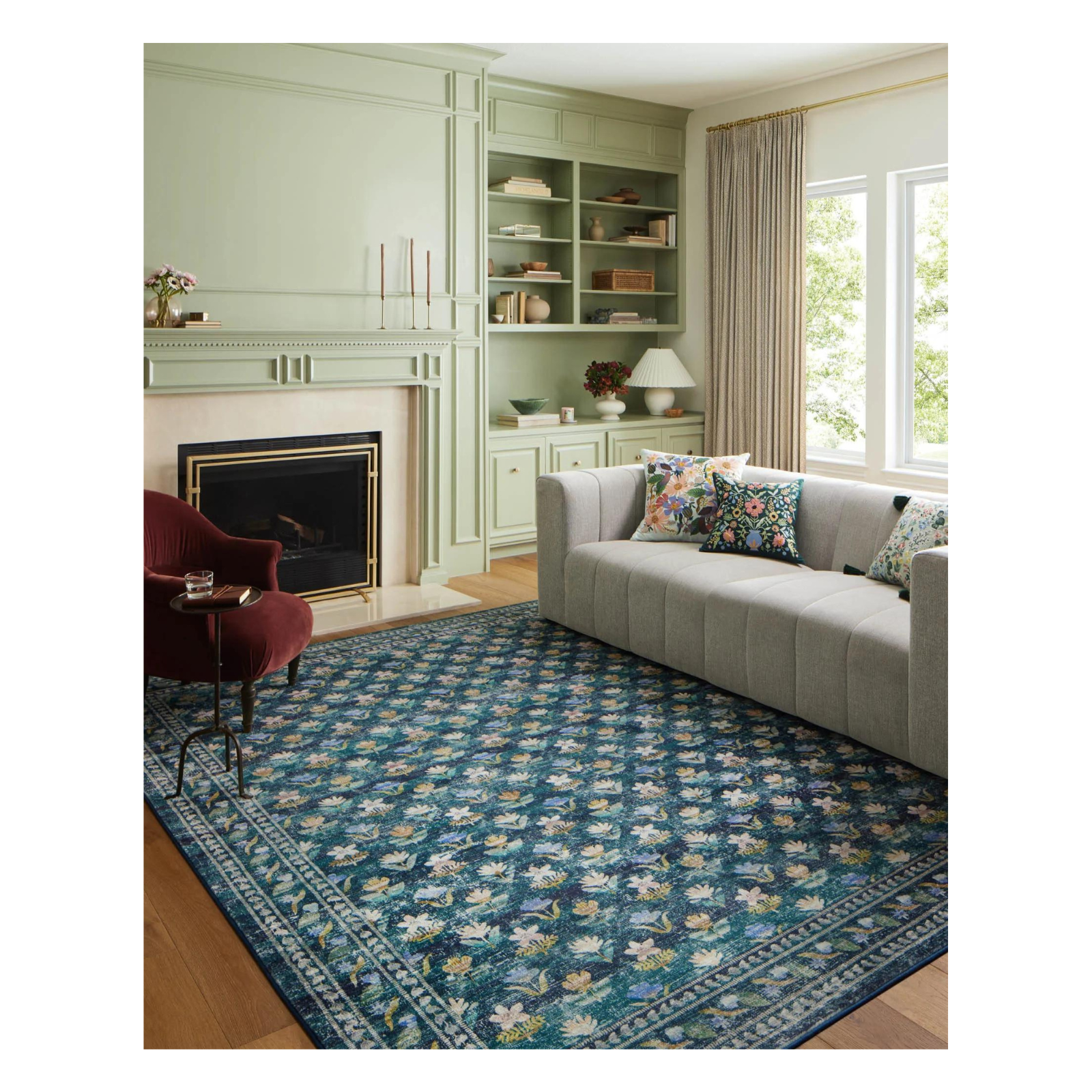 Rifle Paper Co. x Loloi Courtyard Hadley Emerald Rug 3-patterned rugs Loloi