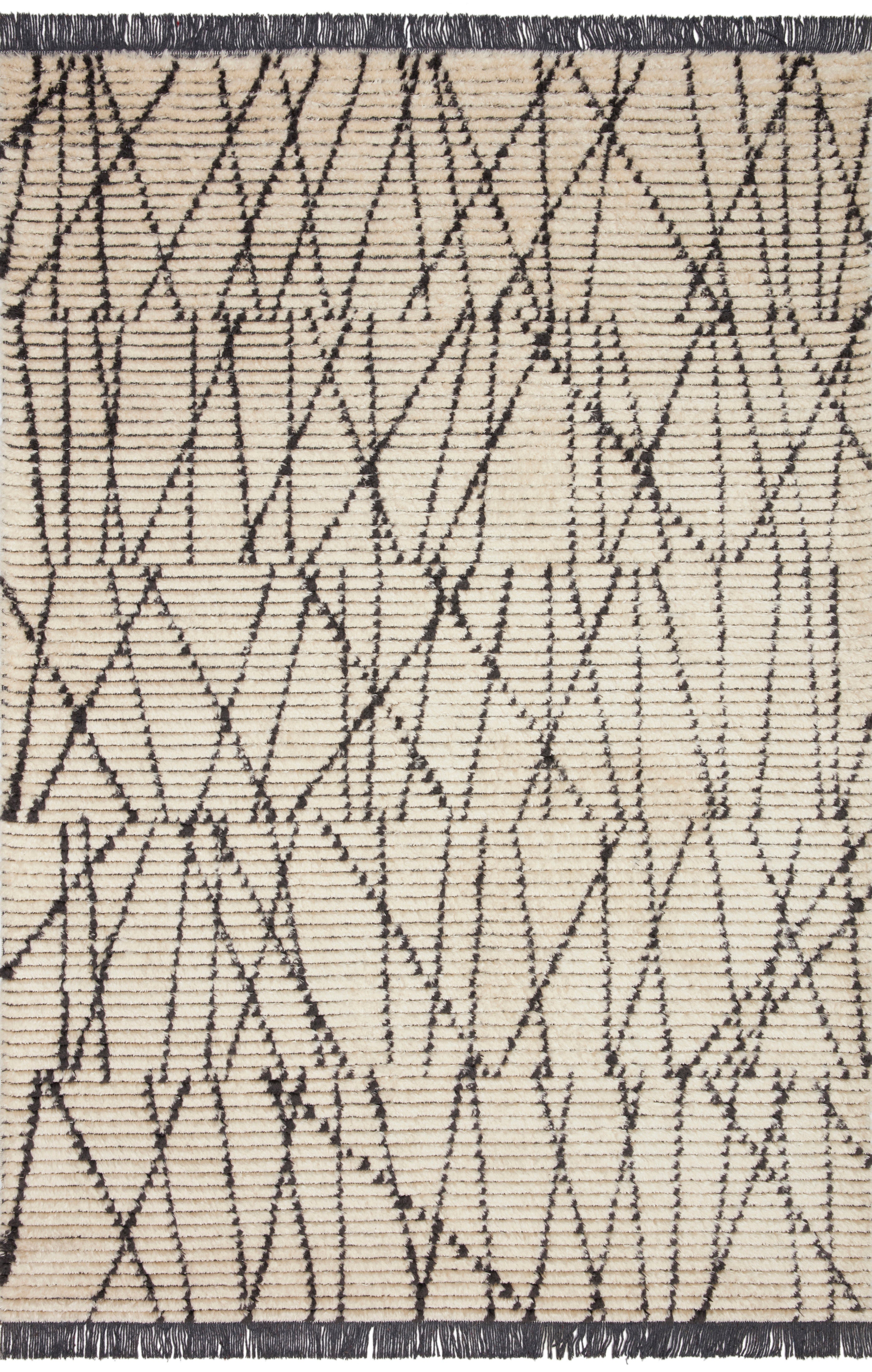 Chris Loves Julia x Loloi Alice Cream / Charcoal Crosshatch Rug RUGS - patterned Loloi