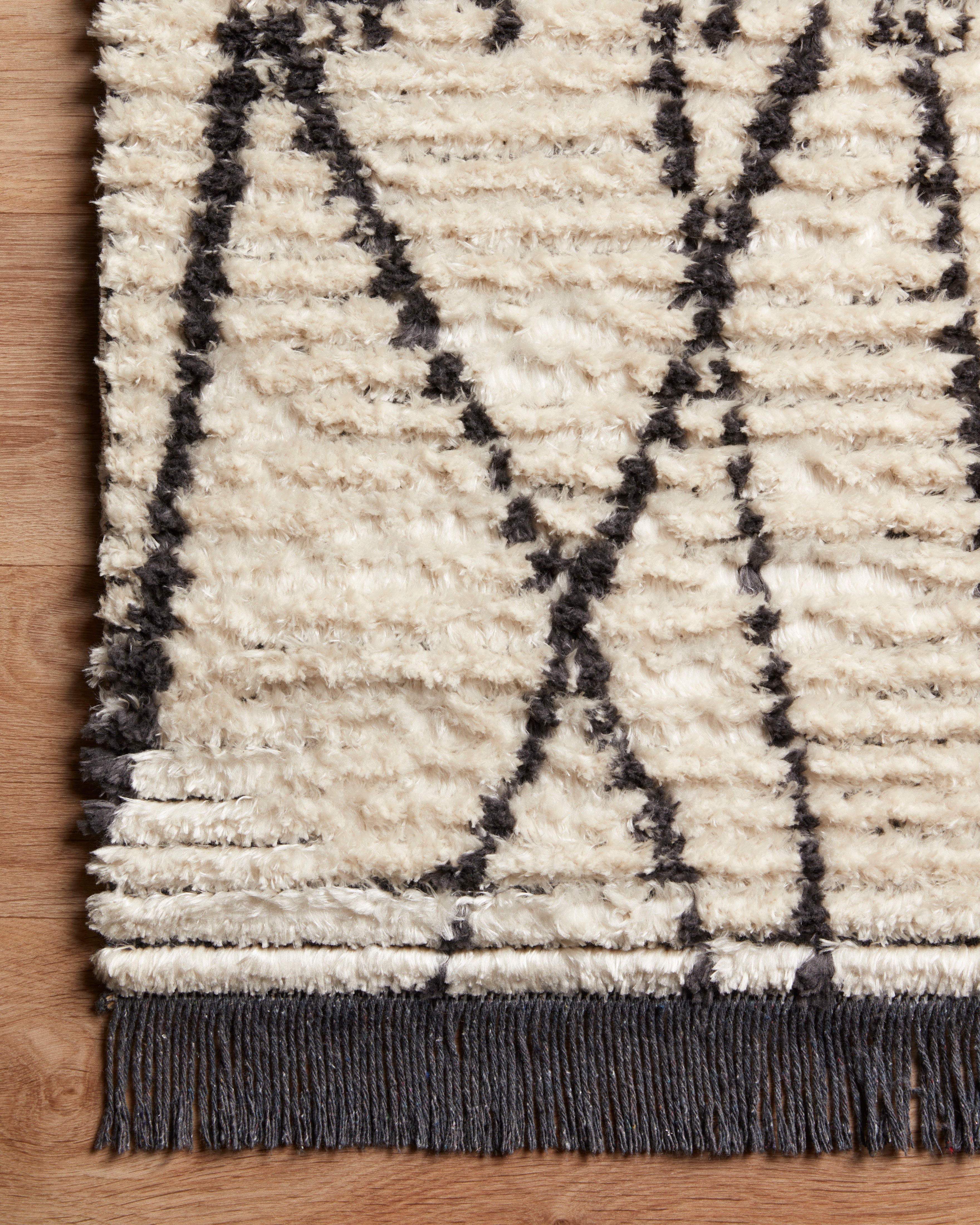 Chris Loves Julia x Loloi Alice Cream / Charcoal Crosshatch Rug RUGS - patterned Loloi