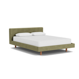 Custom Fabric Bento Queen Bed - Walnut Leg 1 - d - FURNITURE - Custom Beds EQ3 Aspen Sage
