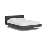 Custom Fabric Bento Queen Bed - Walnut Leg 1 - d - FURNITURE - Custom Beds EQ3 Boucle Brown