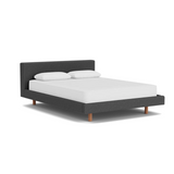Custom Fabric Bento Queen Bed - Walnut Leg 1 - d - FURNITURE - Custom Beds EQ3 Boucle Brown