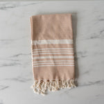 Striped Turkish Hand Towel with Tassel hand towel Pokoloko Sand