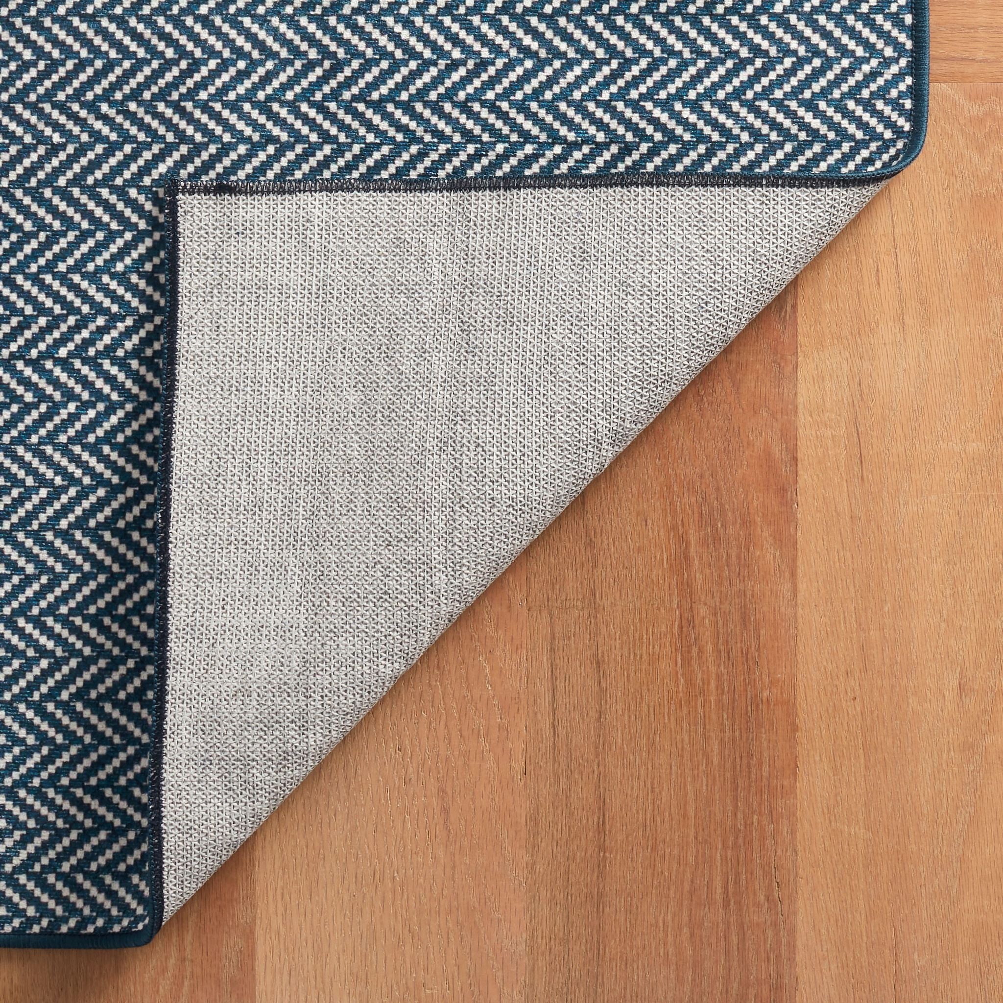 Herringbone Machine Washable Rug swedish blue RUGS - washable Dash & Albert