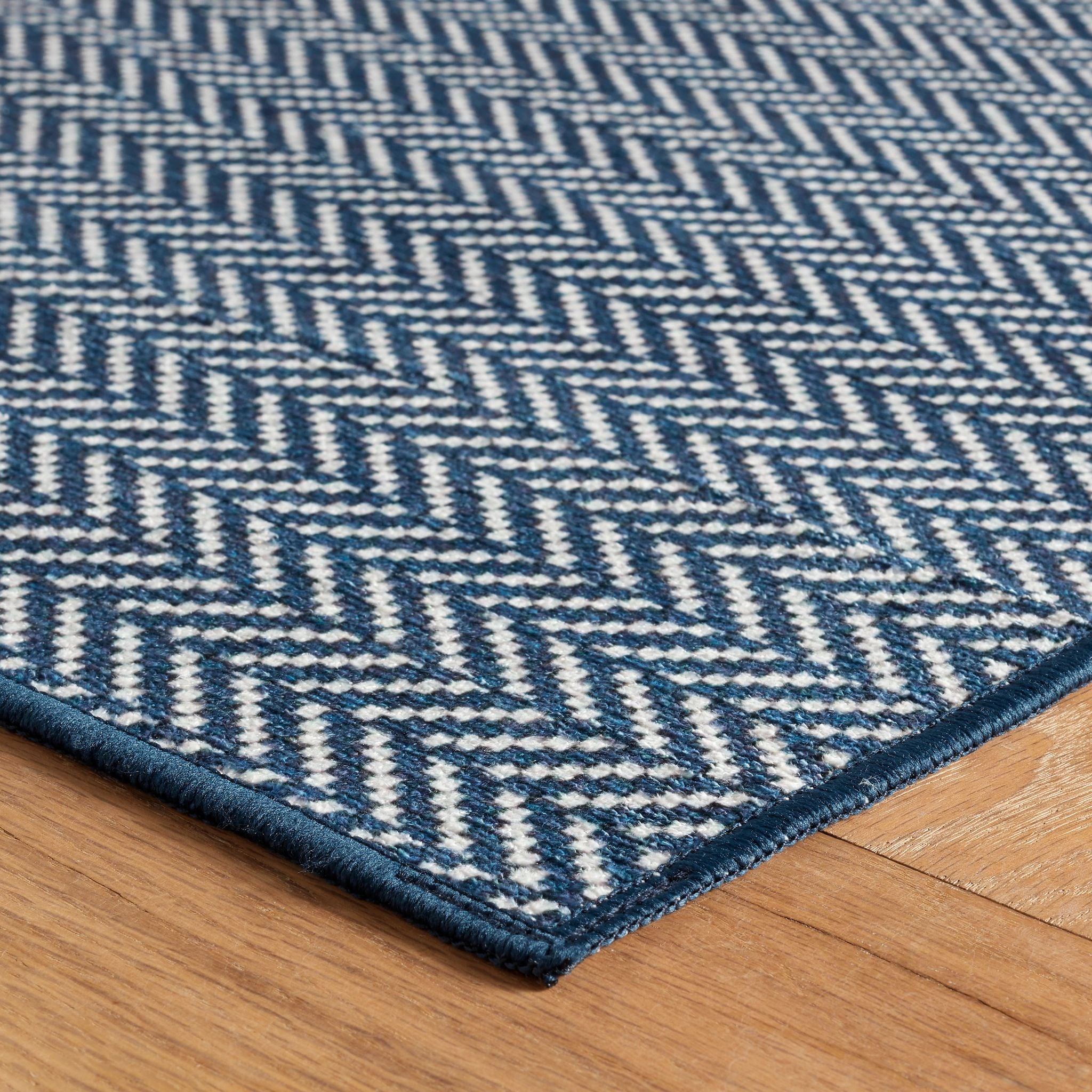 Herringbone Machine Washable Rug swedish blue RUGS - washable Dash & Albert