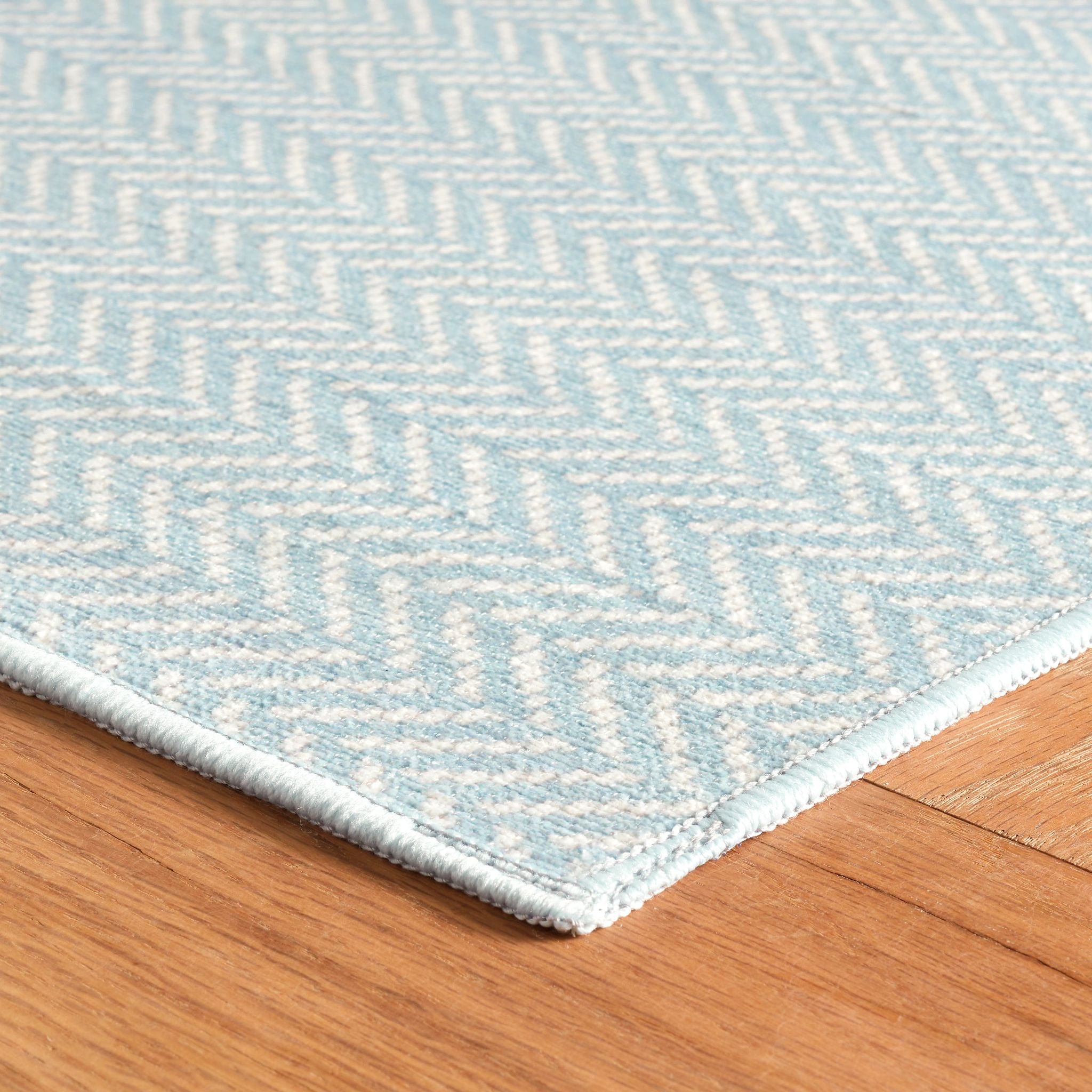 Herringbone Machine Washable Rug swedish blue RUGS - washable Dash & Albert