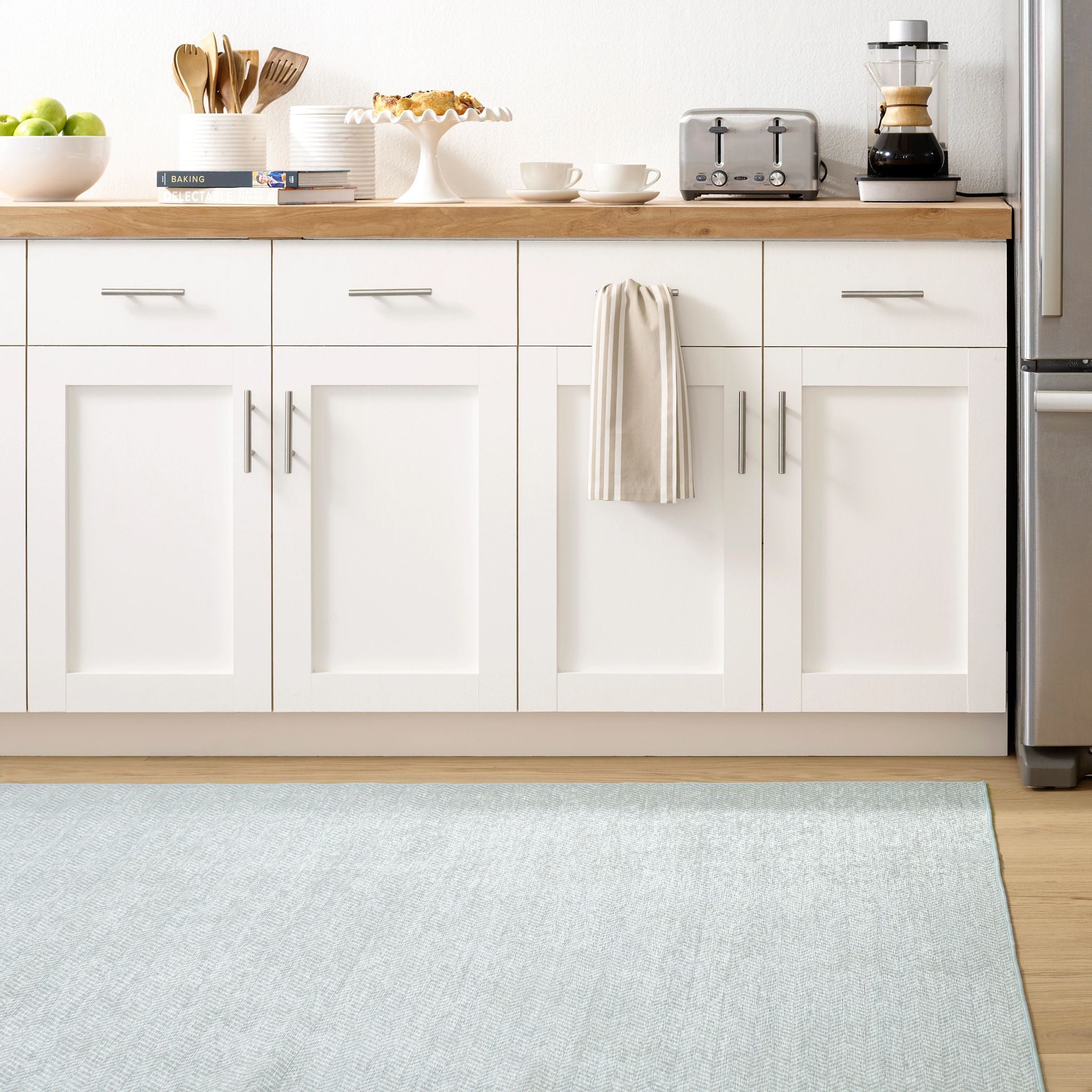 Herringbone Machine Washable Rug swedish blue RUGS - washable Dash & Albert