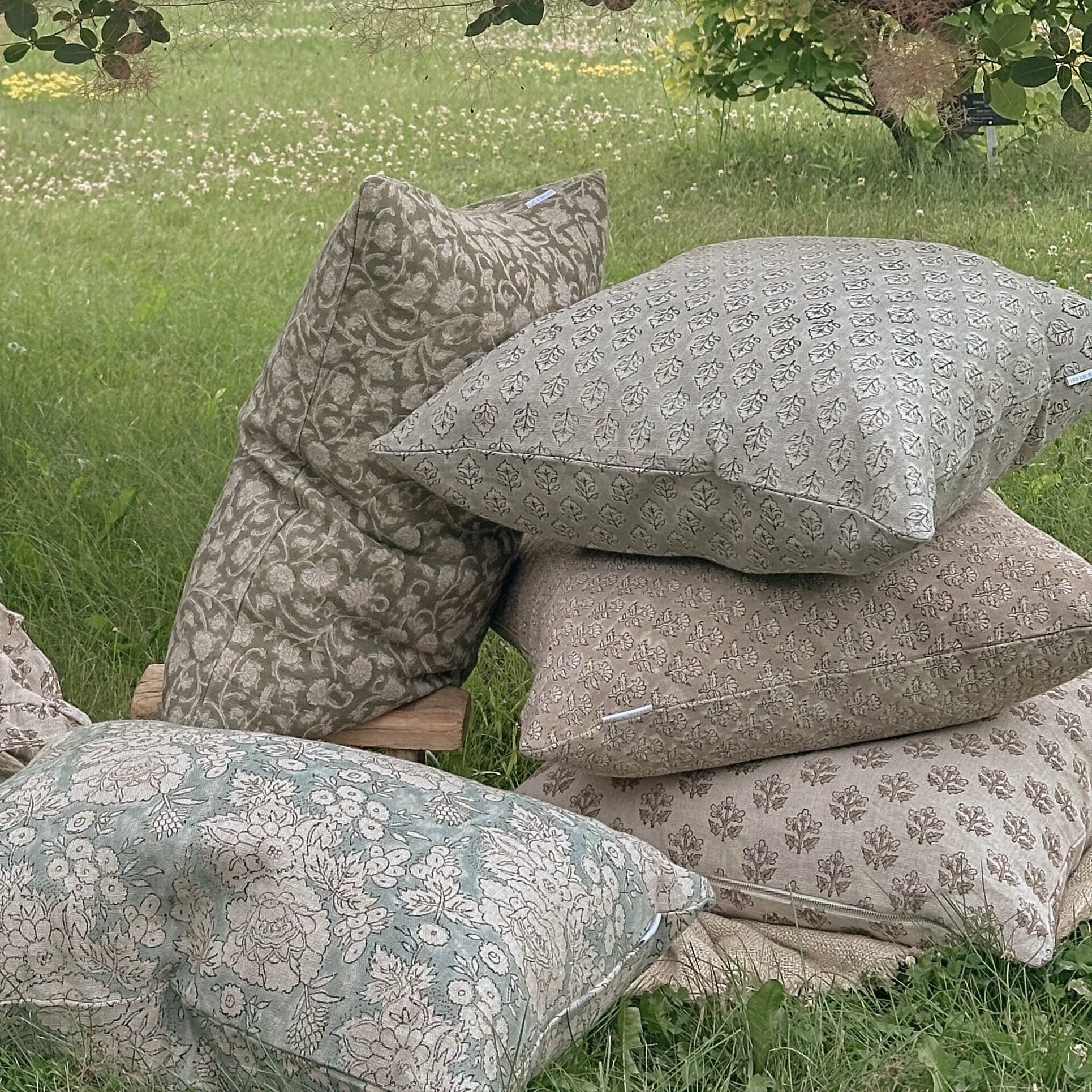 Sadie Block Print Pillow Cover 1 - PILLOWS - Block print - neutral ORNA HOUSE