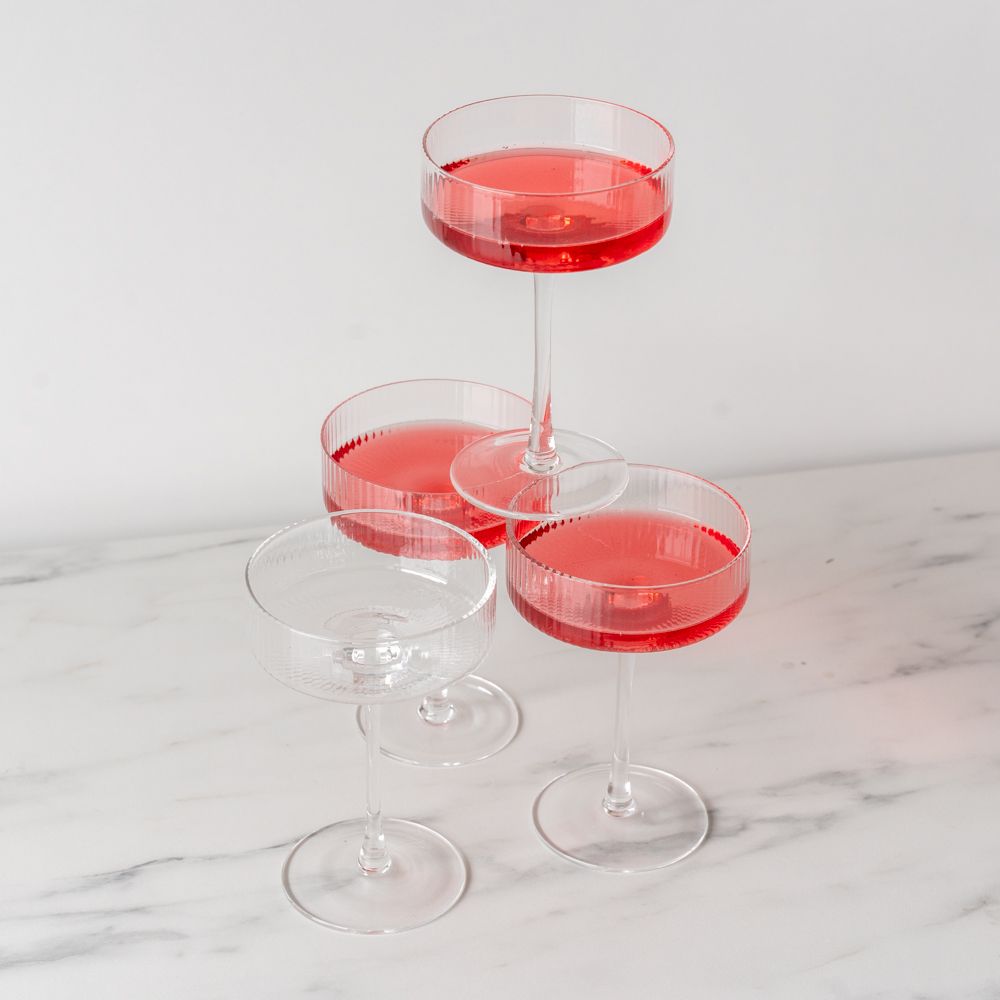 PRE-ORDER - Ribbed Coupe Cocktail Glass Set PRE-ORDER Sku Inter Continental Mercantile