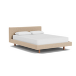 Custom Fabric Bento Queen Bed - Walnut Leg 1 - d - FURNITURE - Custom Beds EQ3 Lana Taupe