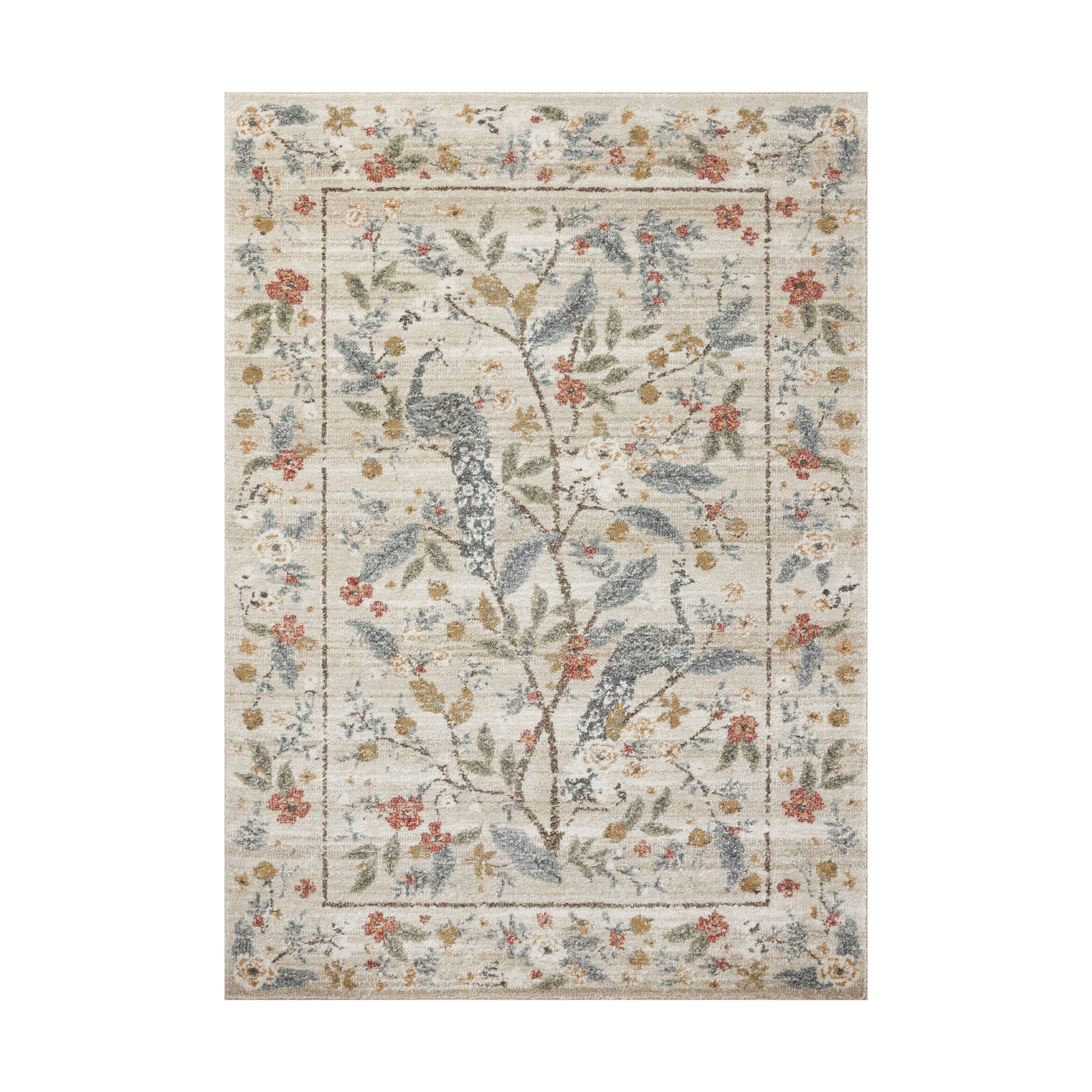 Rifle Paper Co. x Loloi Laurel Peacock Garden Cream Rug 0-RUGS-patterned Loloi