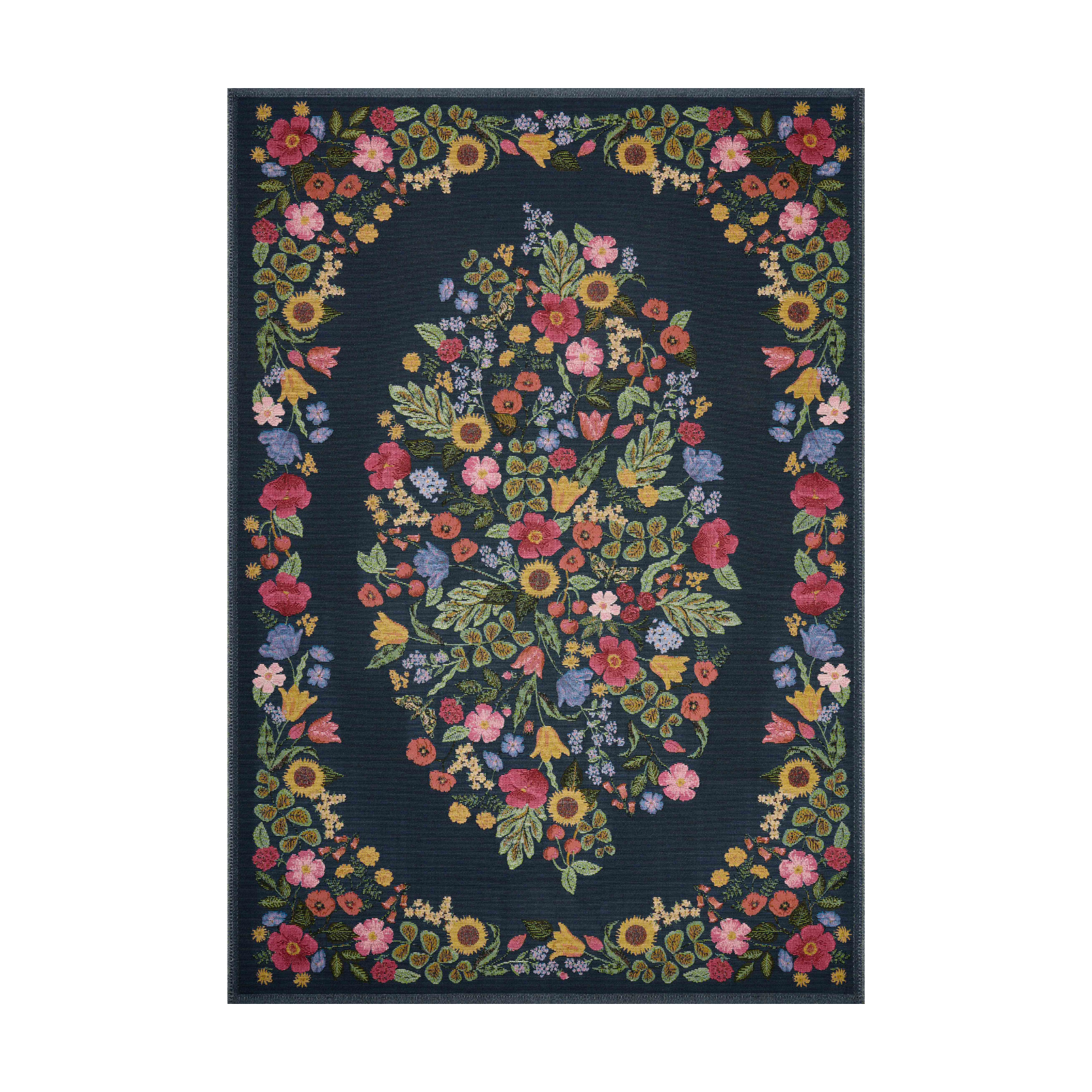 Rifle Paper Co. x Loloi Perennial Blossom Navy Rug 5-Rugs - indoor/outdoor Loloi