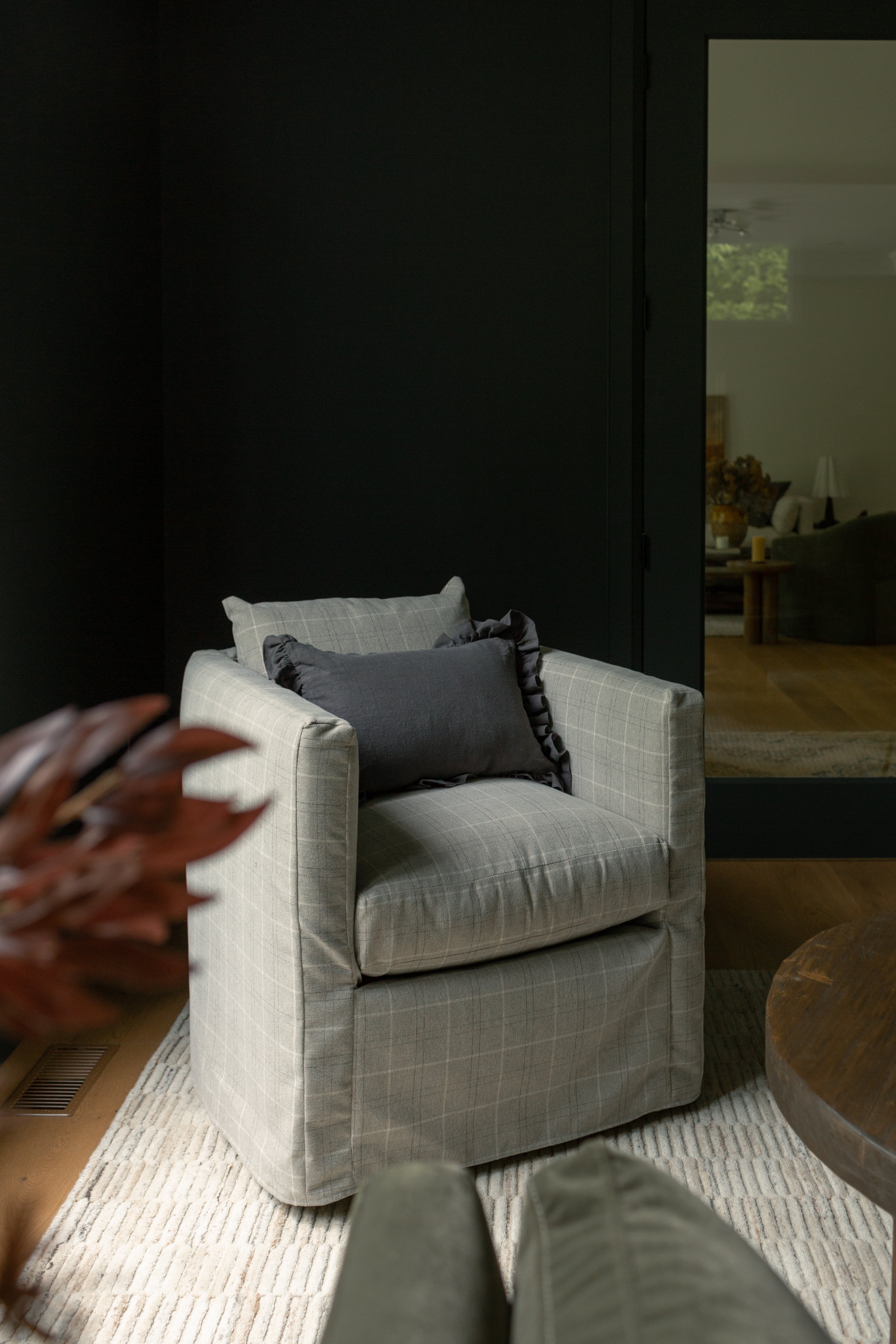 Charcoal Ruffle Pillow Cover 3 - PILLOWS - linen - cool Rug & Weave Pillows