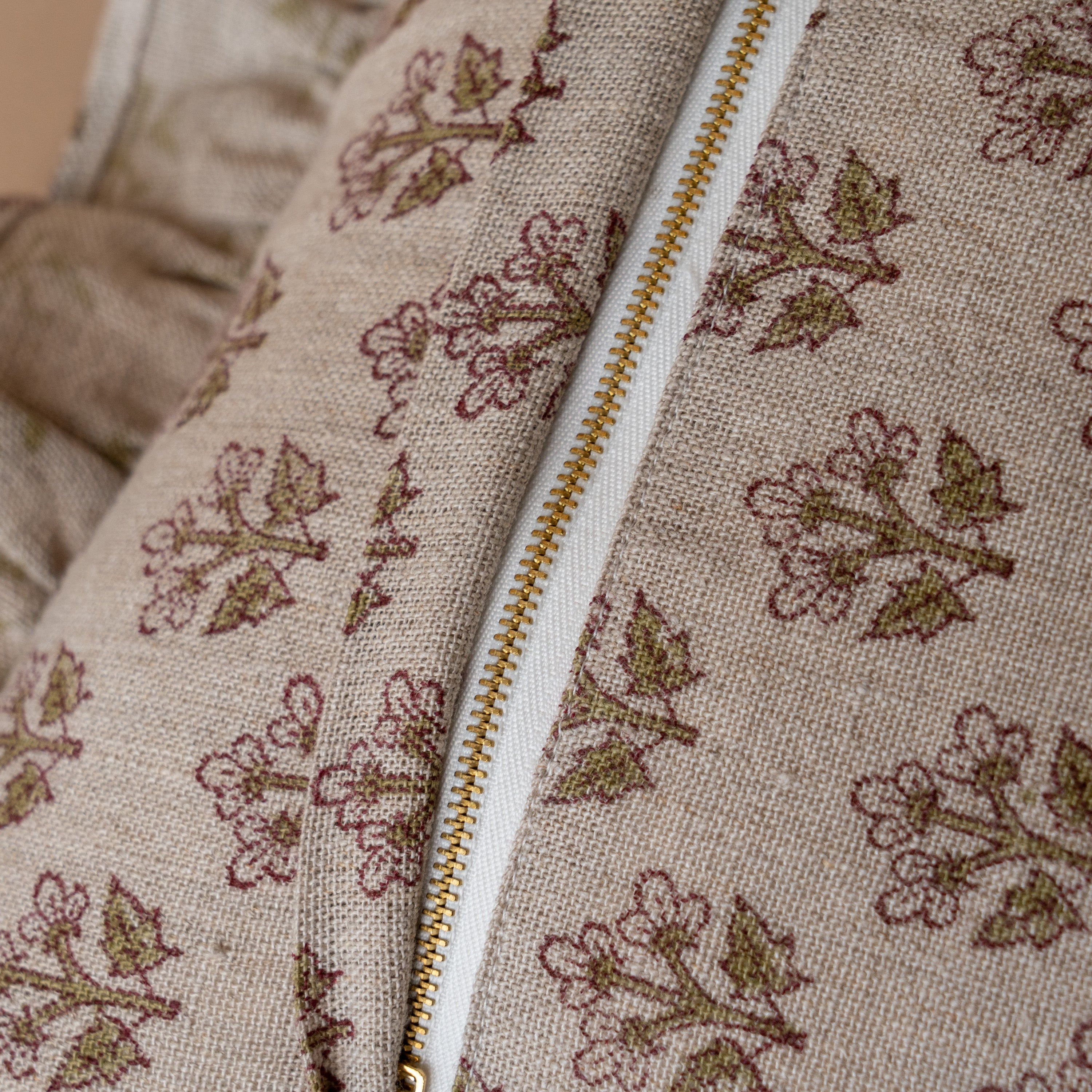 Sadie Block Print Ruffle Pillow Cover 1 - PILLOWS - Block print - neutral ORNA HOUSE