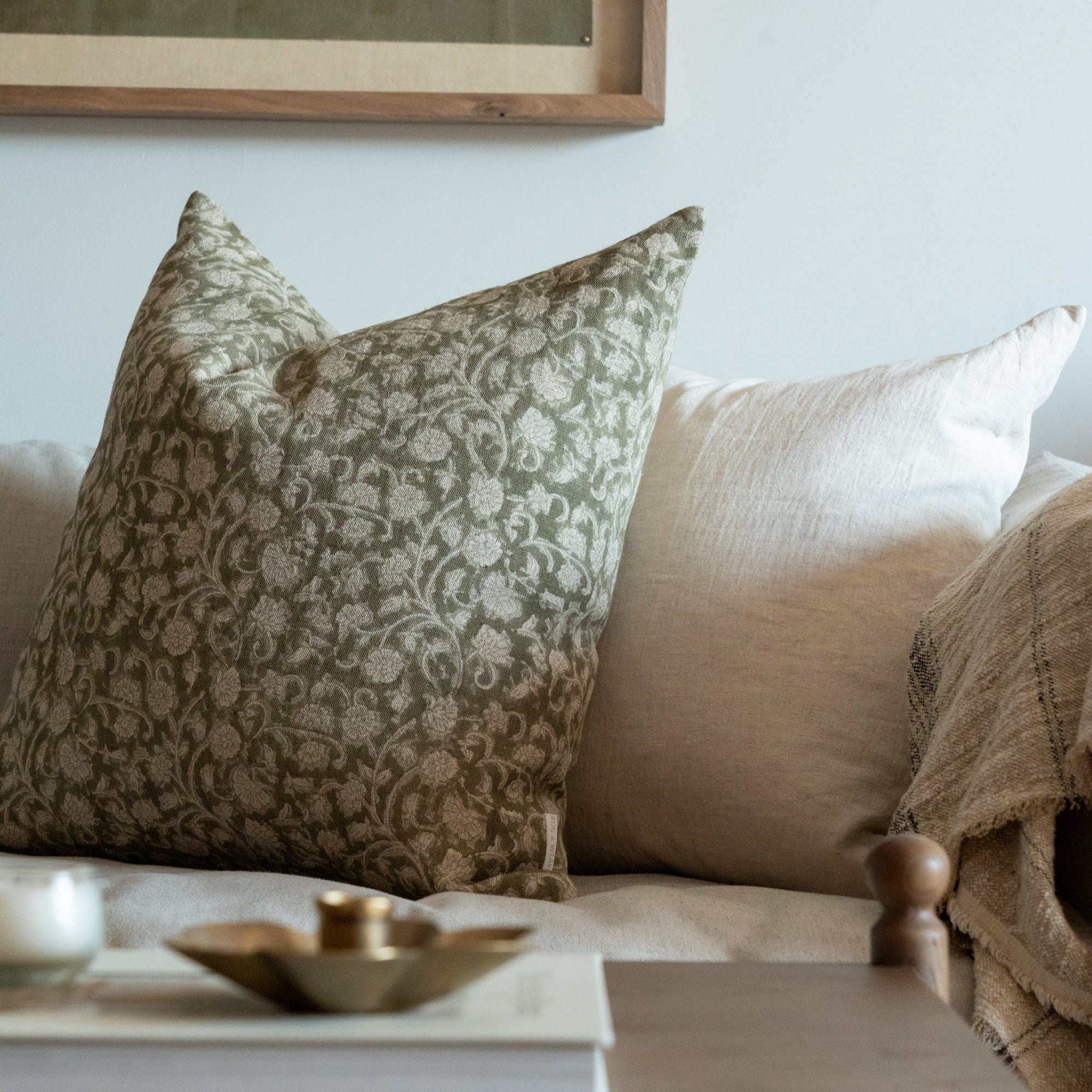 Olivia Block Print Pillow Cover 1 - PILLOWS - Block print - neutral ORNA HOUSE