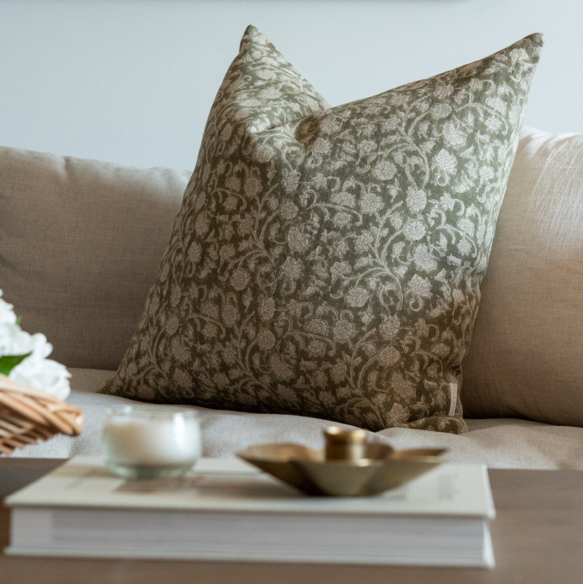 Olivia Block Print Pillow Cover 1 - PILLOWS - Block print - neutral ORNA HOUSE