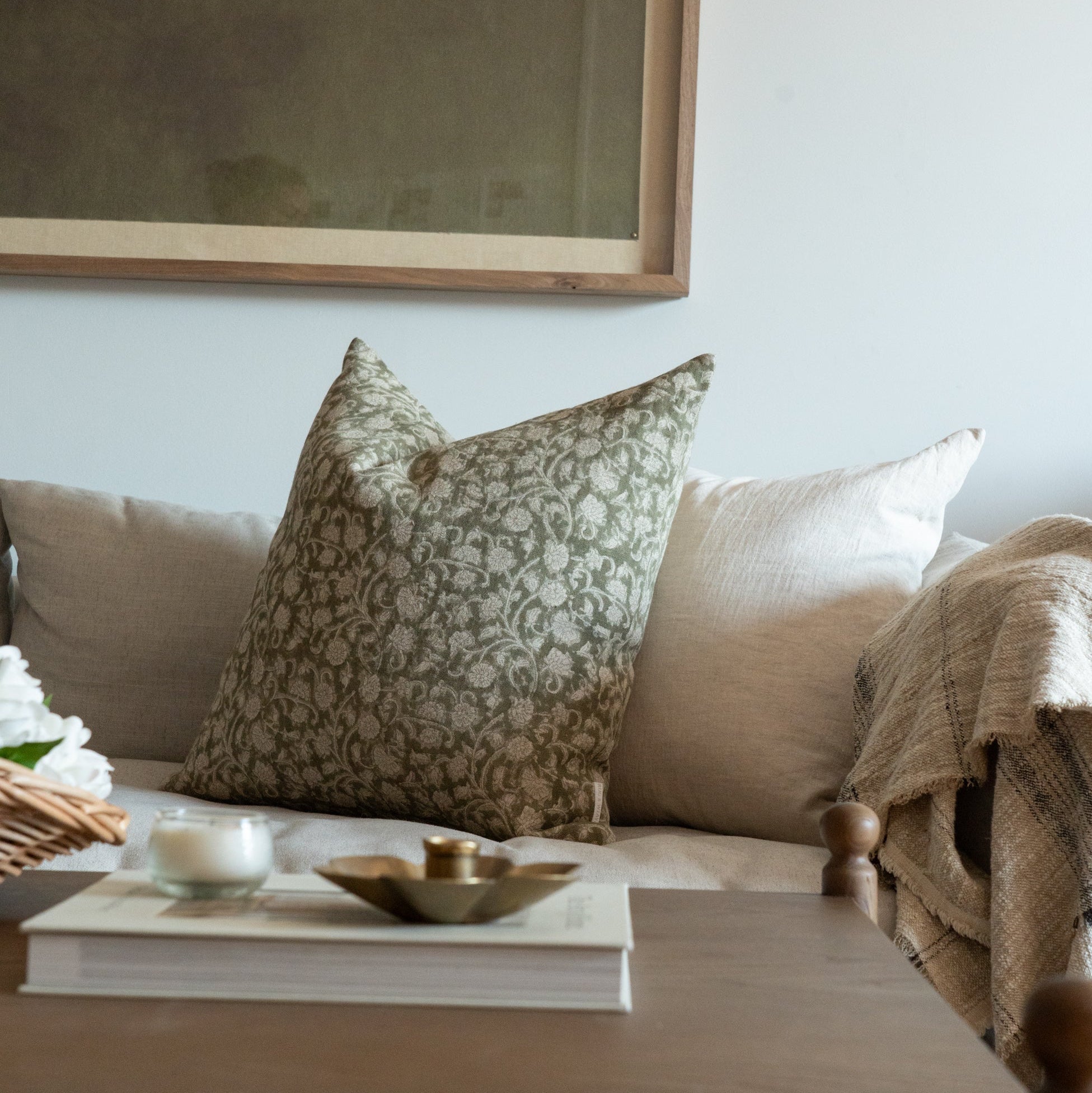 Olivia Block Print Pillow Cover 1 - PILLOWS - Block print - neutral ORNA HOUSE