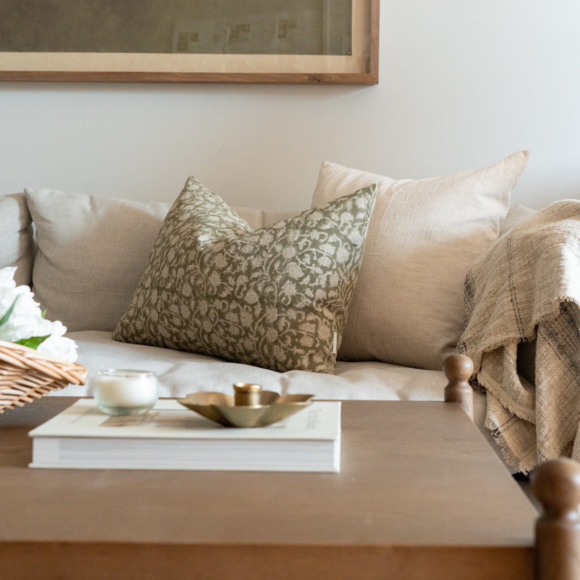 Olivia Block Print Pillow Cover 1 - PILLOWS - Block print - neutral ORNA HOUSE