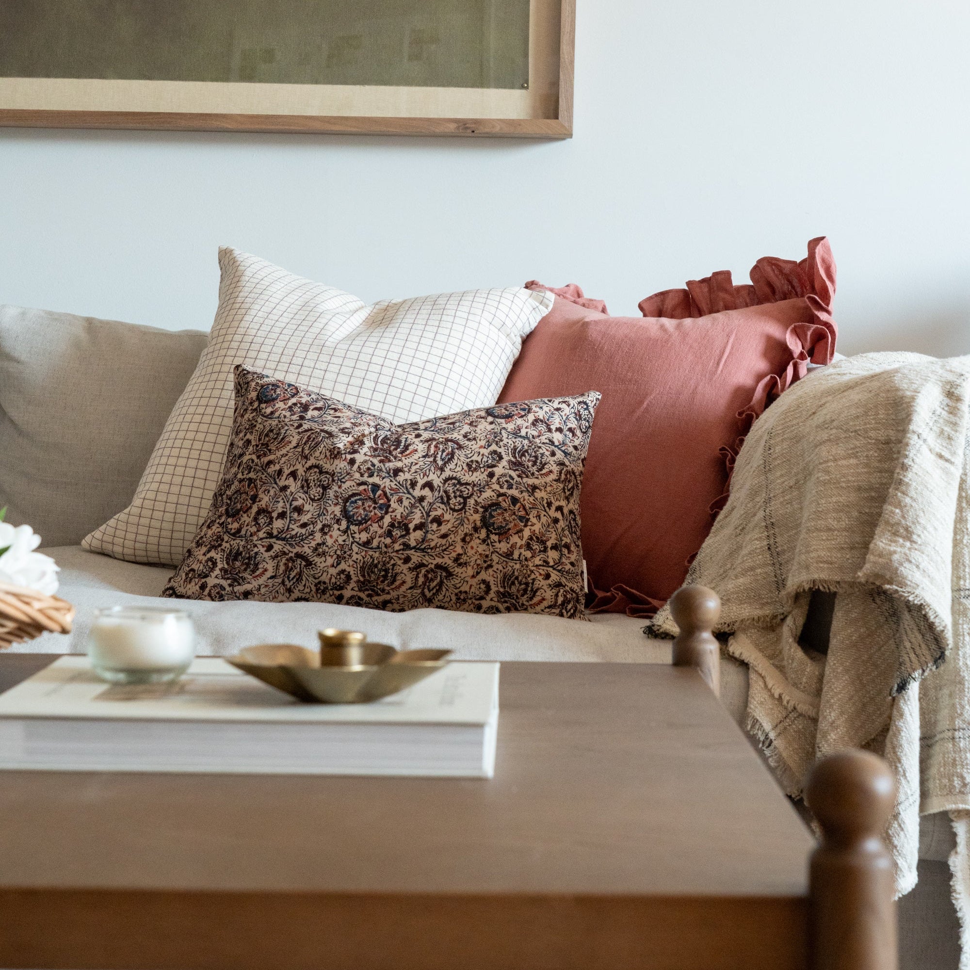 Rosewood Ruffle Pillow Cover 2 - PILLOWS - Linen - warm Rug & Weave Pillows