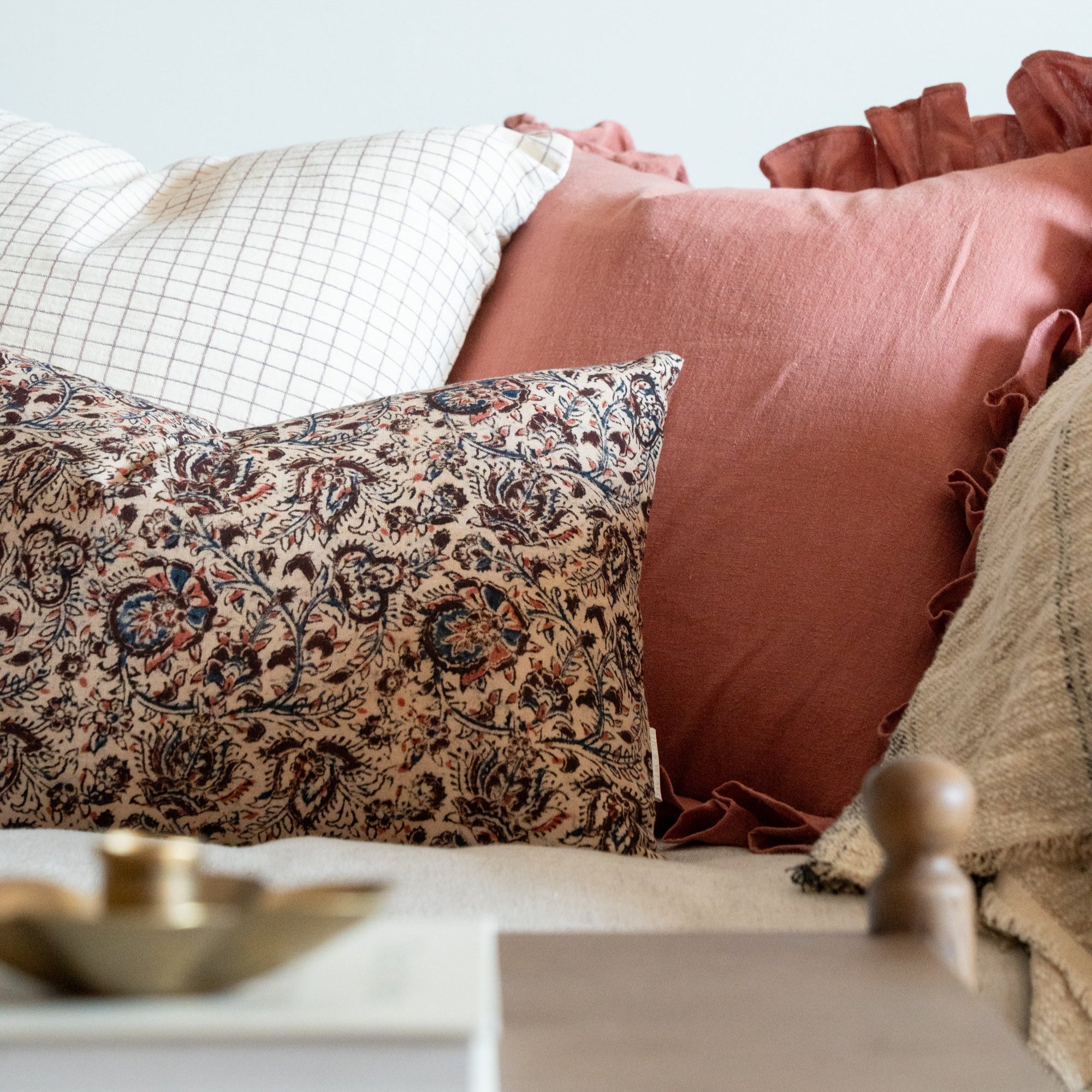 Rosewood Ruffle Pillow Cover 2 - PILLOWS - Linen - warm Rug & Weave Pillows
