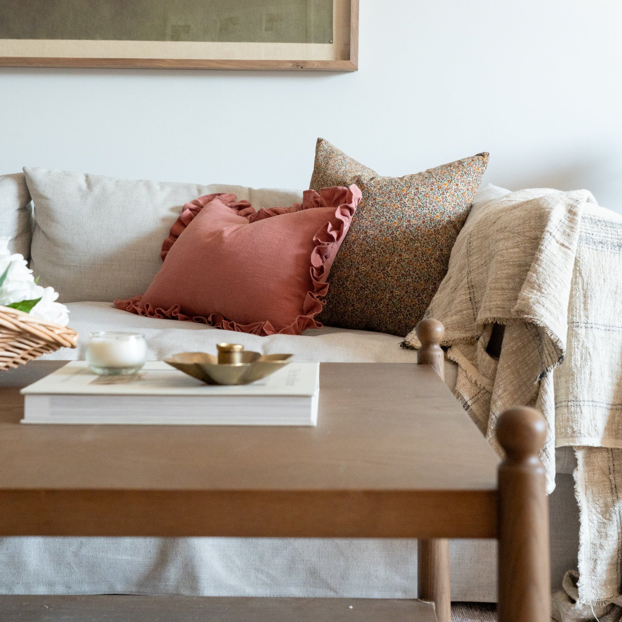 Rosewood Ruffle Pillow Cover 2 - PILLOWS - Linen - warm Rug & Weave Pillows
