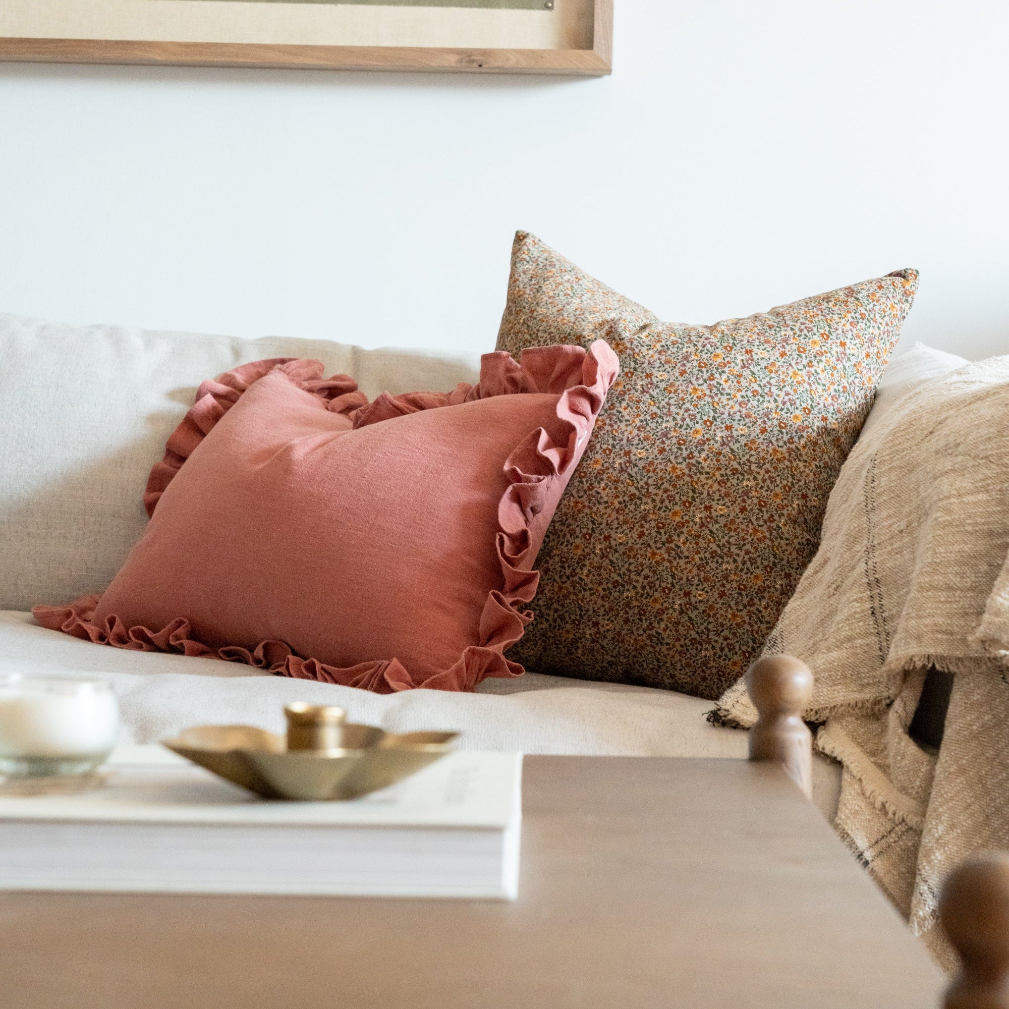 Rosewood Ruffle Pillow Cover 2 - PILLOWS - Linen - warm Rug & Weave Pillows