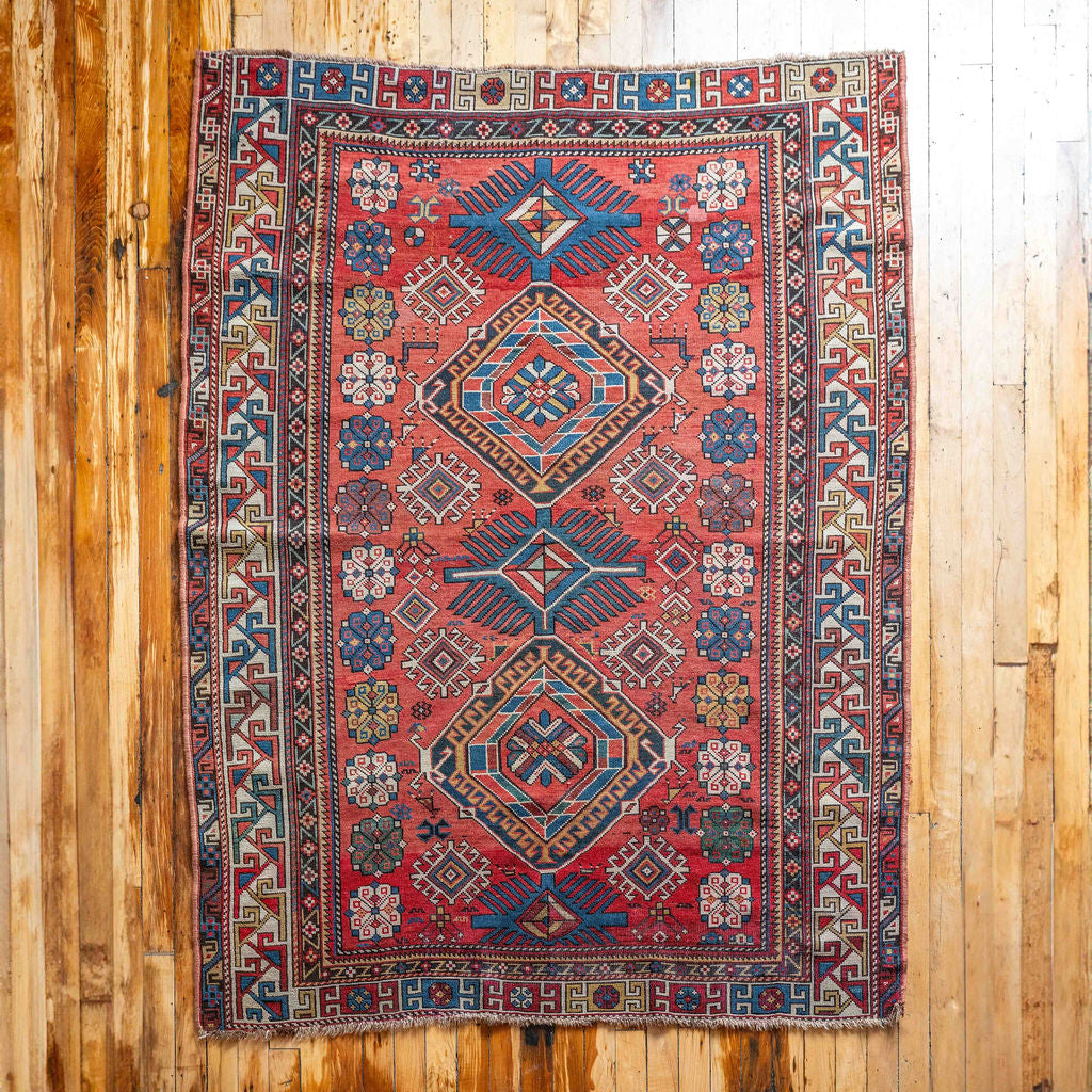 4'3" x 5'8" Antique Caucasian Rug RUGS - vintage Rug & Weave Rugs