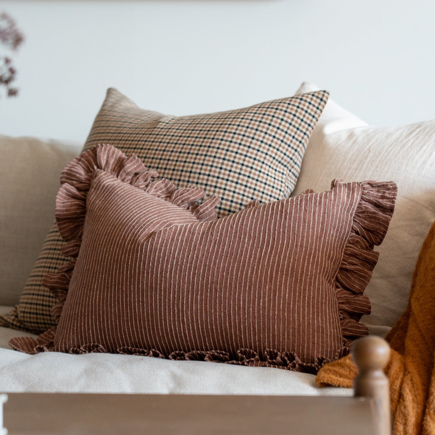 Cordelia Ruffle Pillow Cover 2 - PILLOWS - linen - warm Rug & Weave Pillows