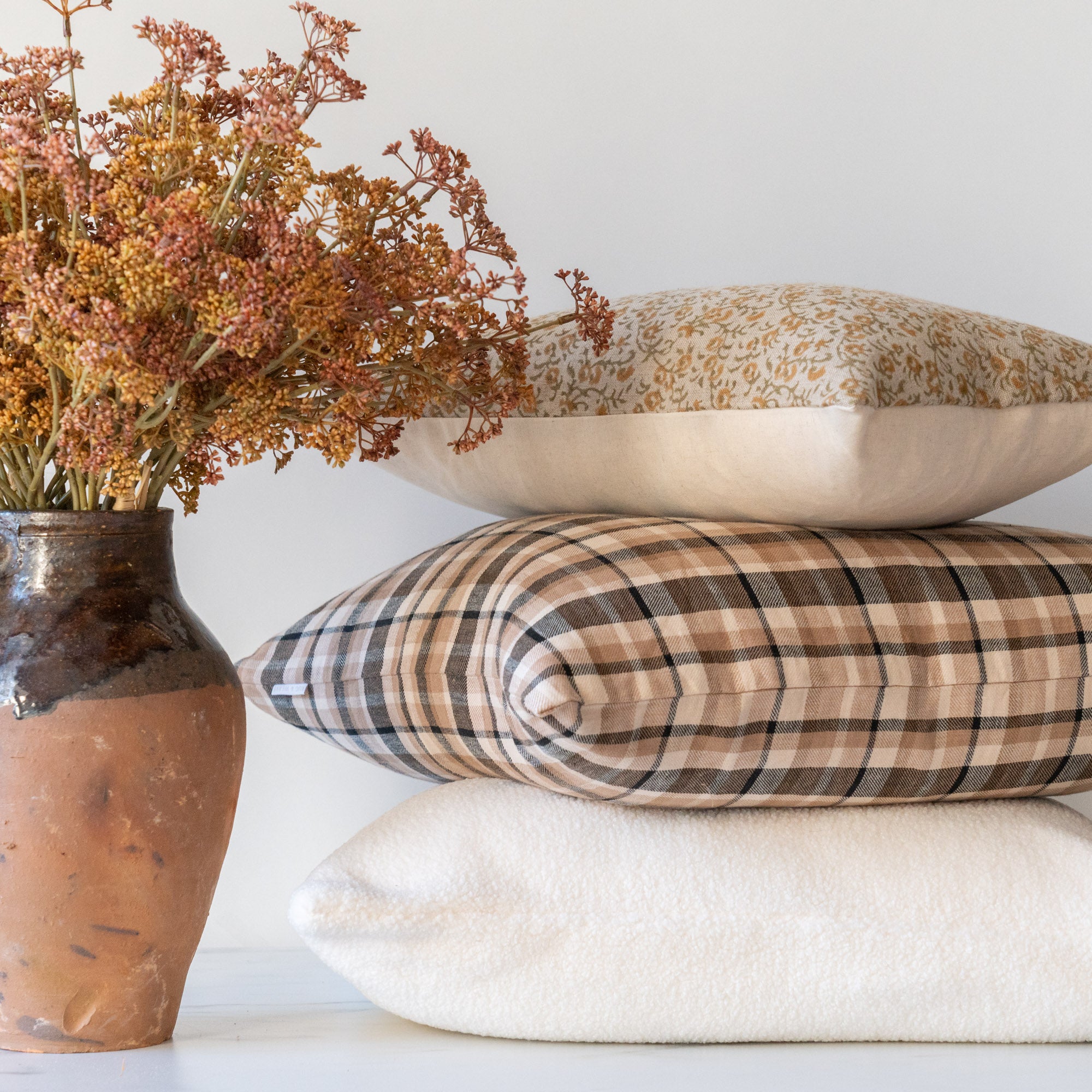 Austin Plaid Pillow Cover 1 - PILLOWS - linen - neutral Rug & Weave Pillows