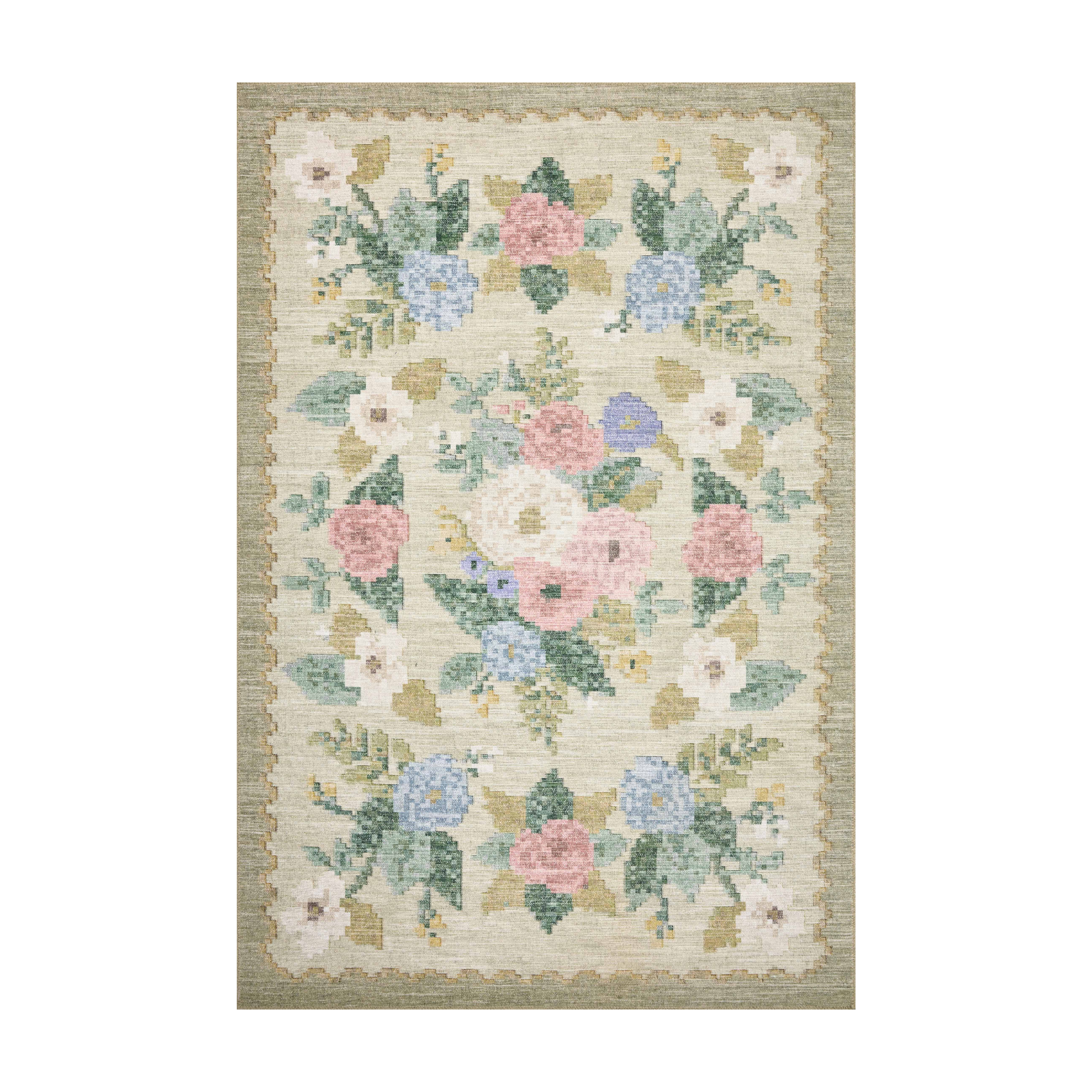 Rifle Paper Co. x Loloi Rosa Antique Rose Cream Rug 0-RUGS-patterned Loloi