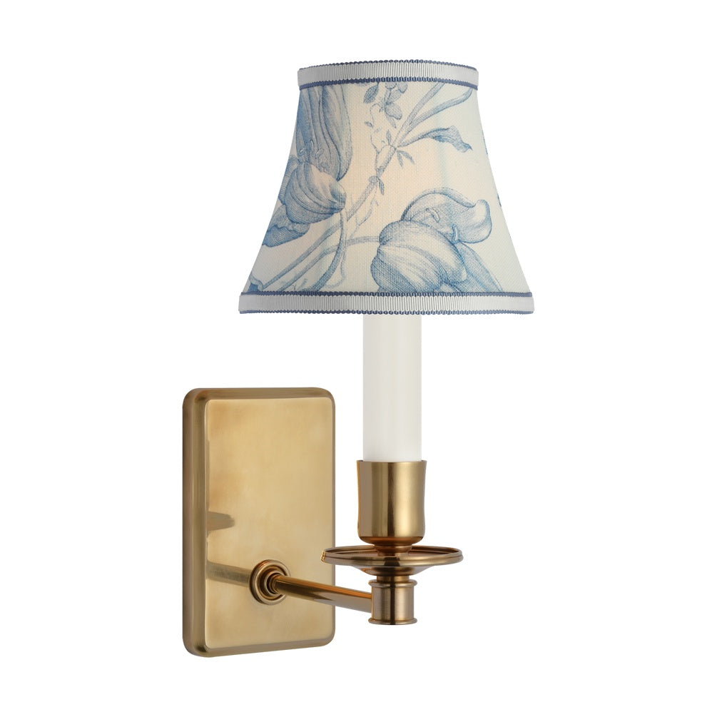 STORE FIXTURE - Tara Small Sconce - Brass/Delft Toile de Fleurs LIGHTING - store fixture Visual Comfort