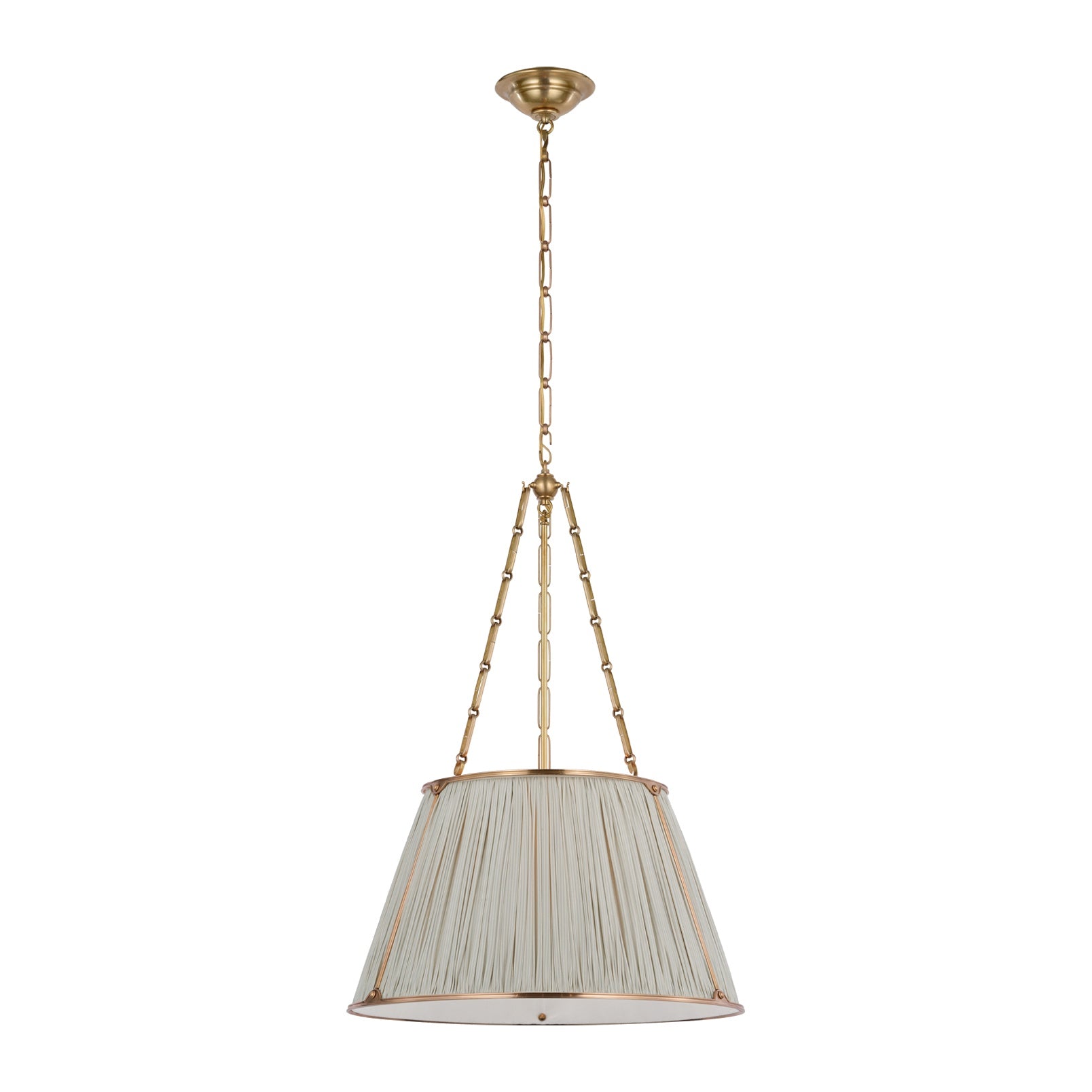 Allister 21" Hanging Shade LIGHTING - pendant Visual Comfort Hand-Rubbed Antique Brass Blue Charee Stripe Pleat