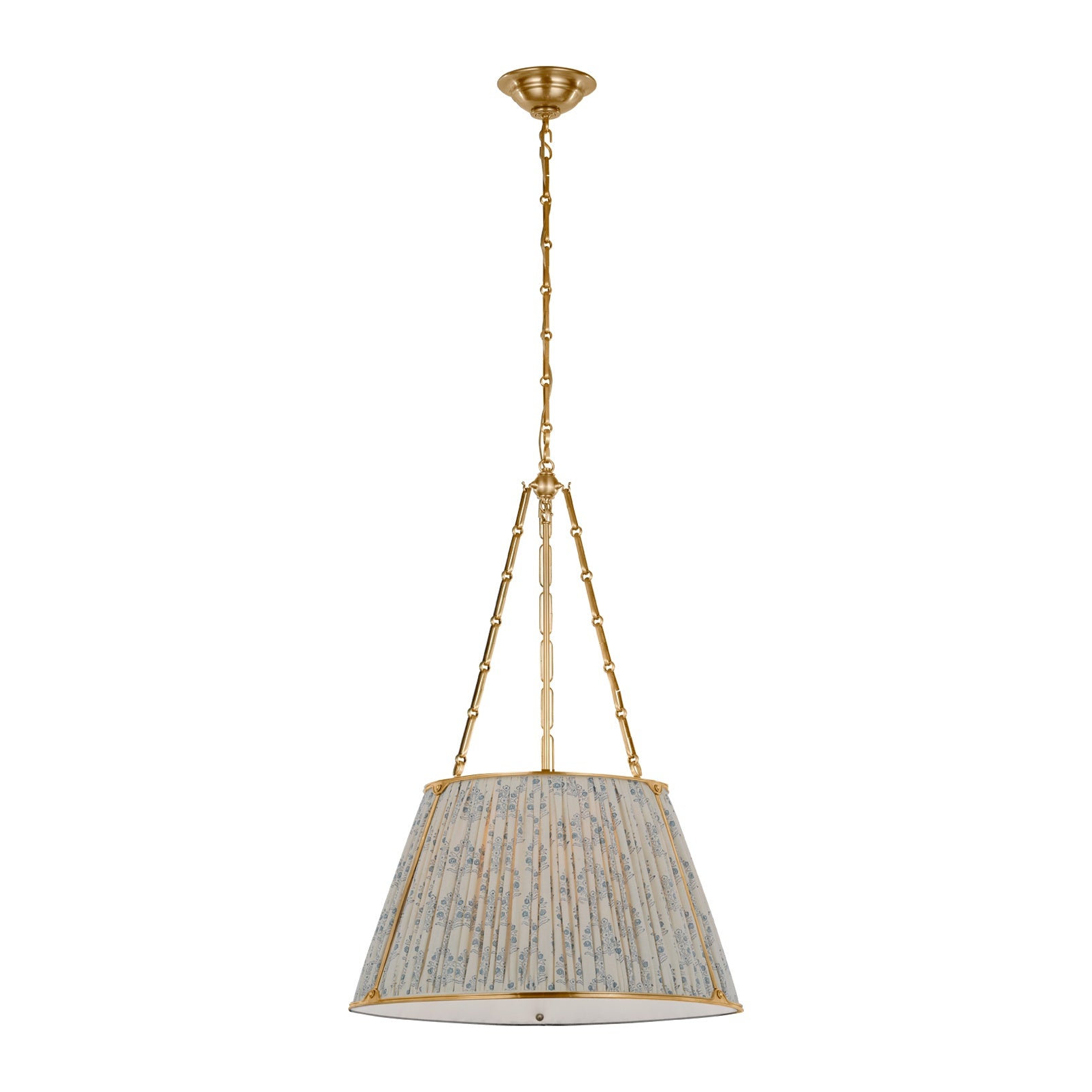 Allister 21" Hanging Shade LIGHTING - pendant Visual Comfort Hand-Rubbed Antique Brass Blue Aditi Pleat