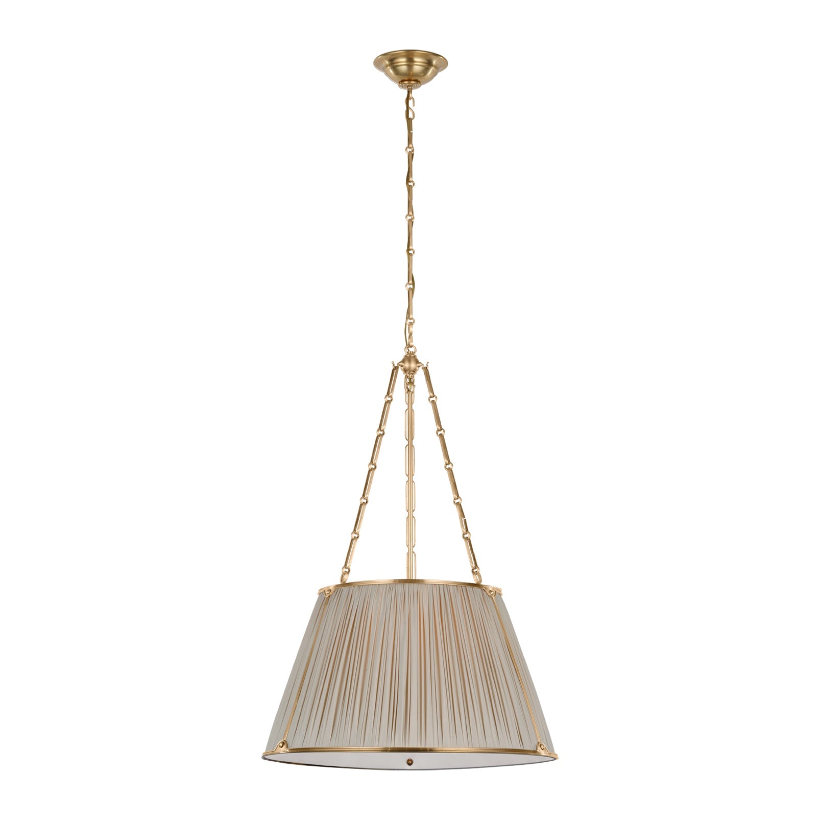 Allister 21" Hanging Shade LIGHTING - pendant Visual Comfort Hand-Rubbed Antique Brass Champagne Silk Pleat