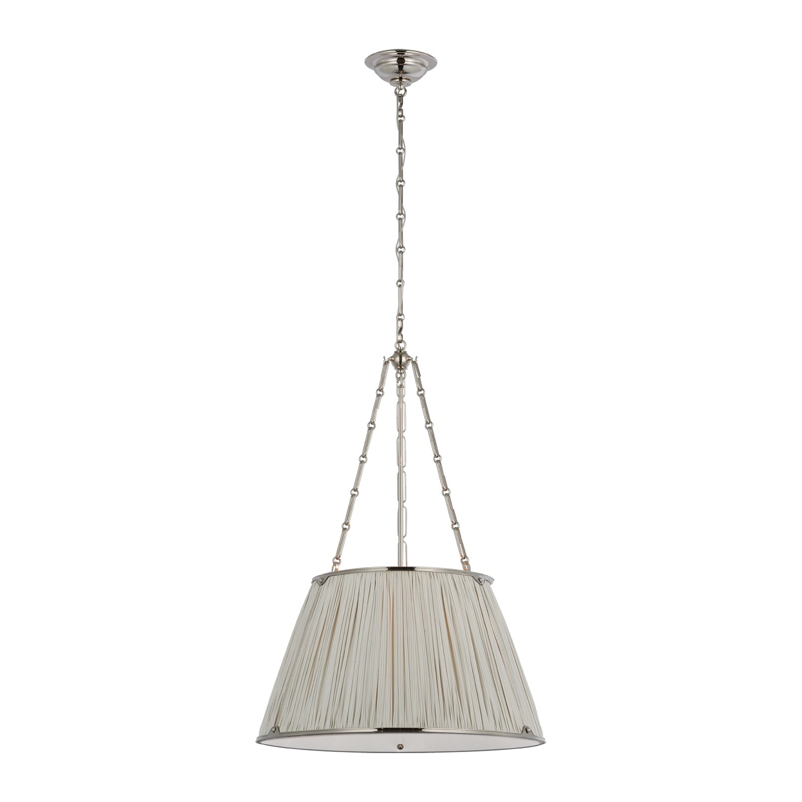 Allister 21" Hanging Shade LIGHTING - pendant Visual Comfort Polished Nickel Blue Charee Stripe Pleat