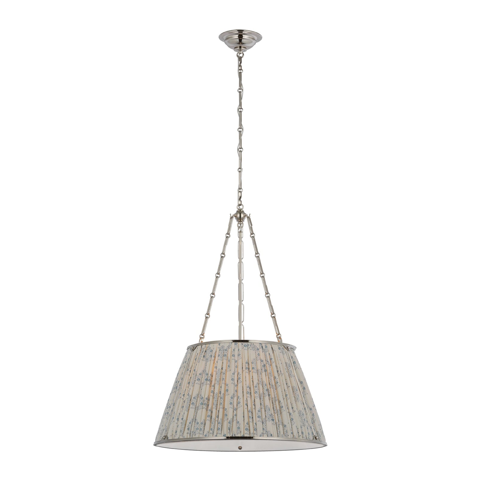 Allister 21" Hanging Shade LIGHTING - pendant Visual Comfort Polished Nickel Blue Aditi Pleat