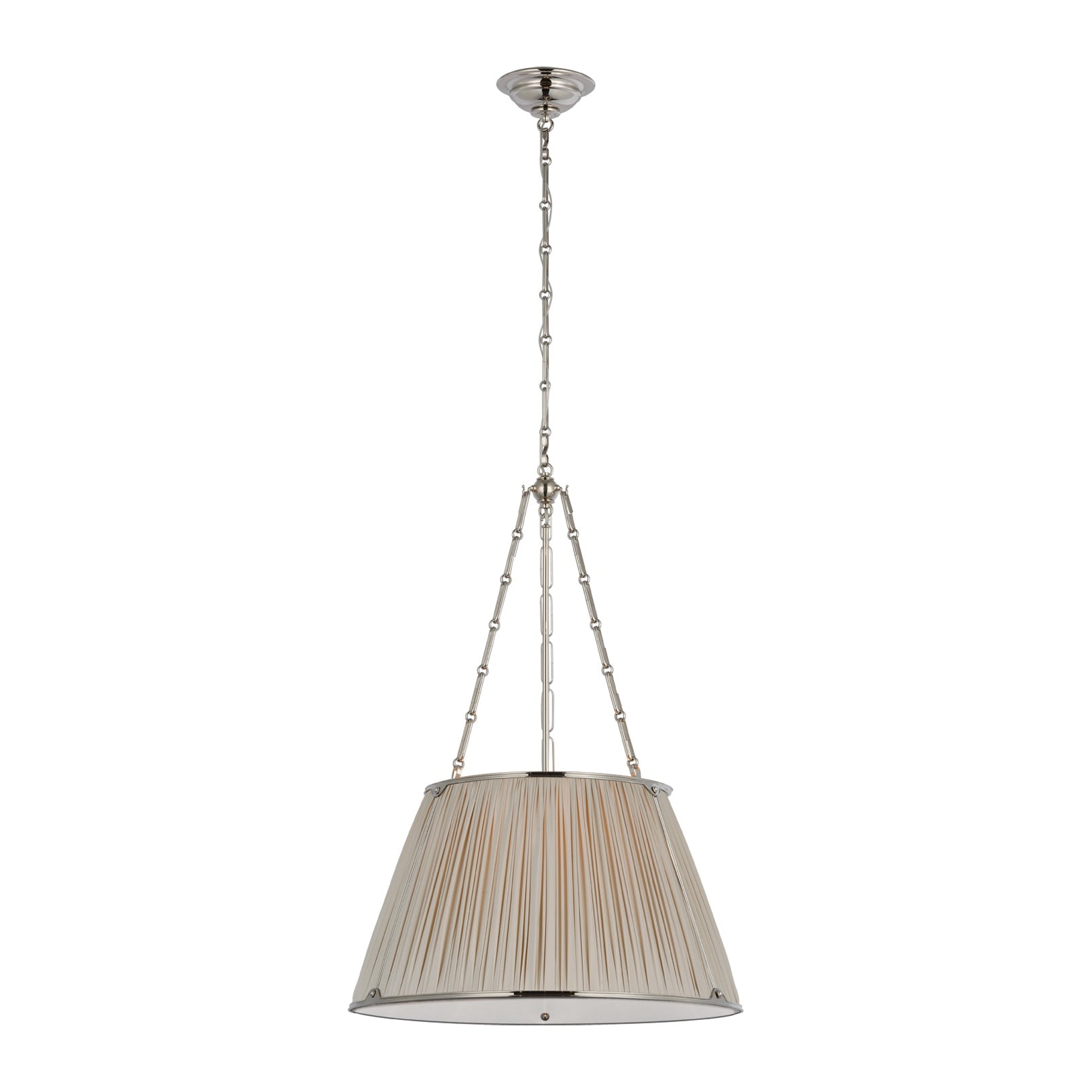 Allister 21" Hanging Shade LIGHTING - pendant Visual Comfort Polished Nickel Champagne Silk Pleat