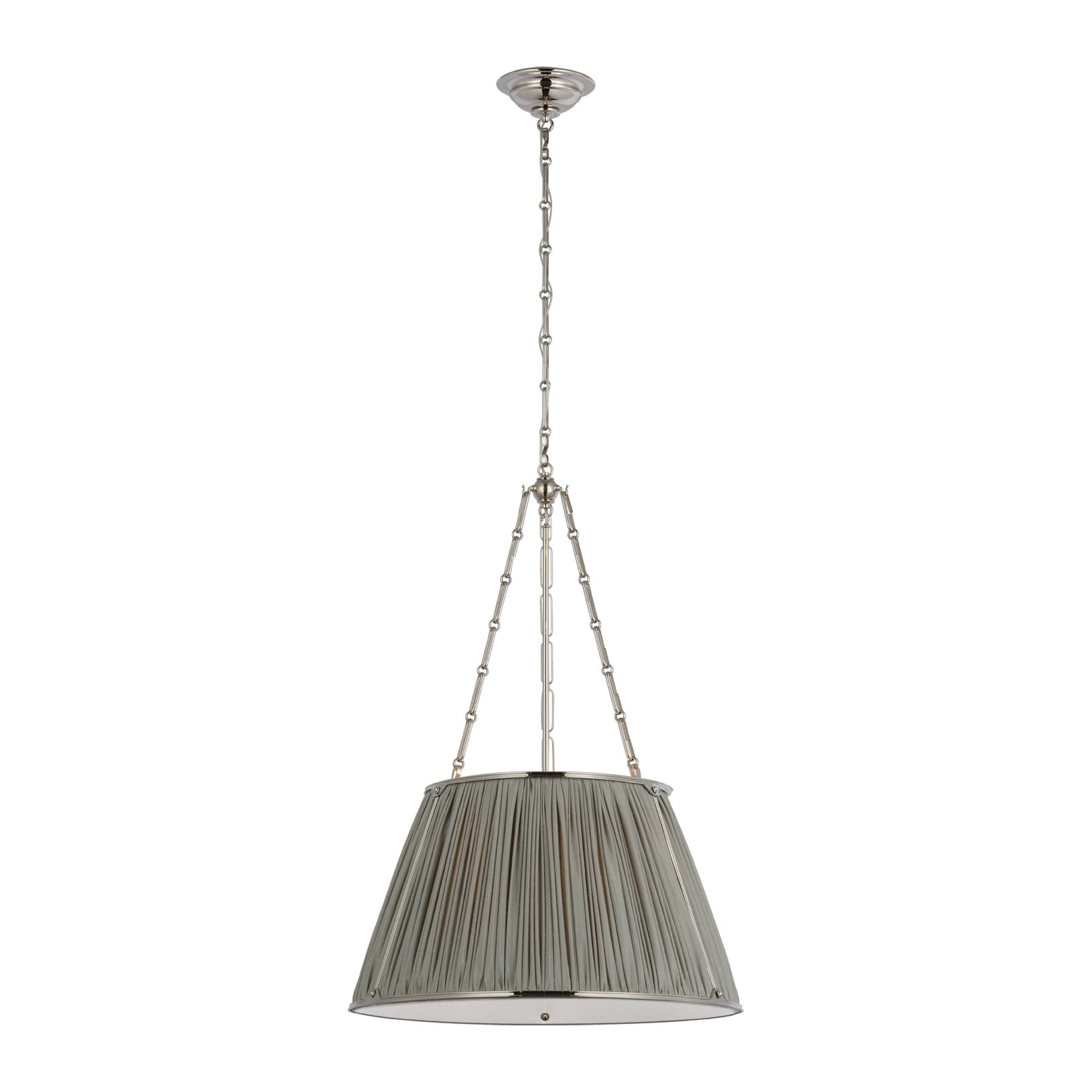 Allister 21" Hanging Shade LIGHTING - pendant Visual Comfort Polished Nickel Mist Silk Pleat