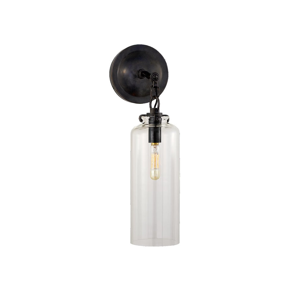 Katie Small Cylinder Sconce LIGHTING - sconce Visual Comfort Bronze Clear Glass