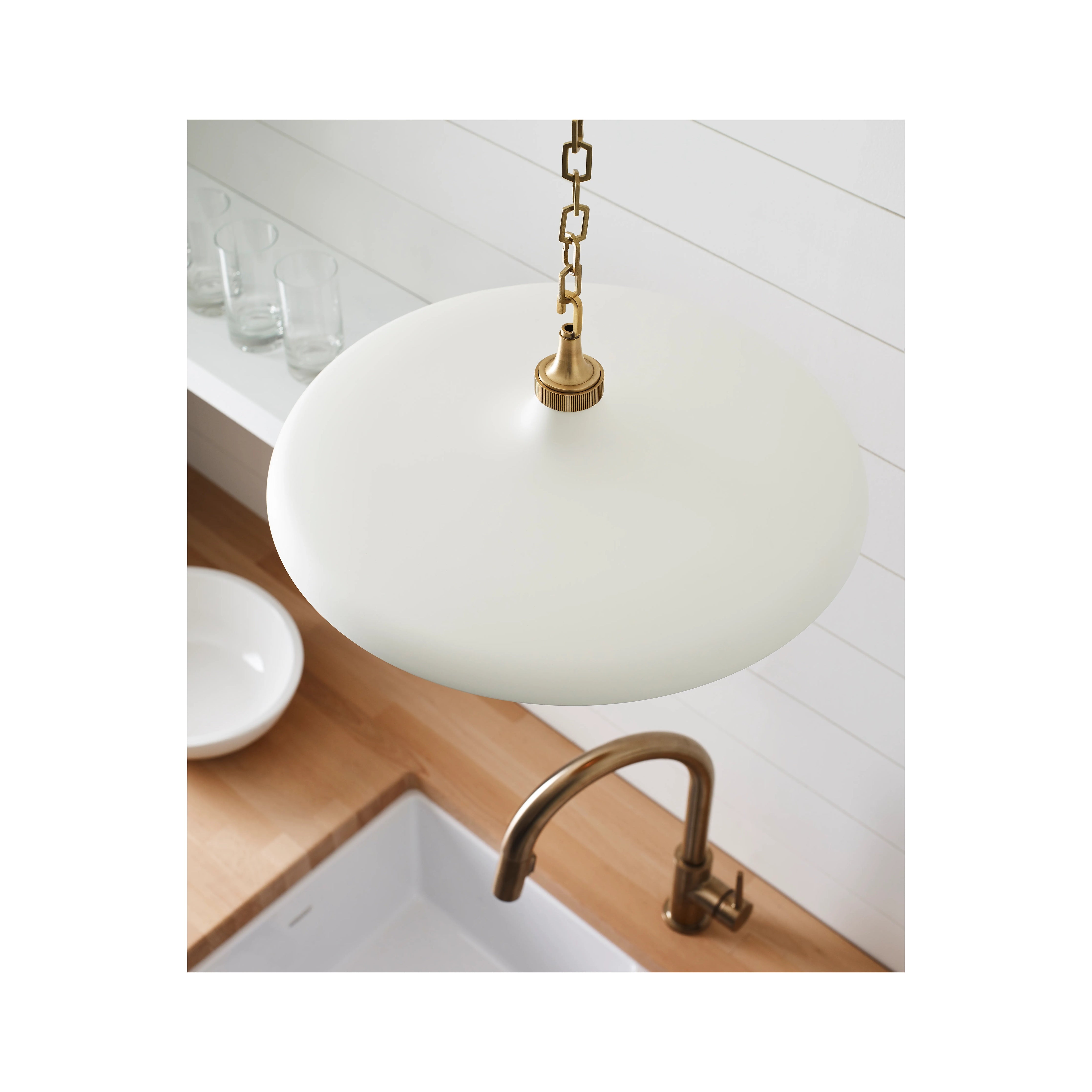 STORE FIXTURE - Piatto Medium Pendant - Brass/Plaster White LIGHTING - store fixture Visual Comfort