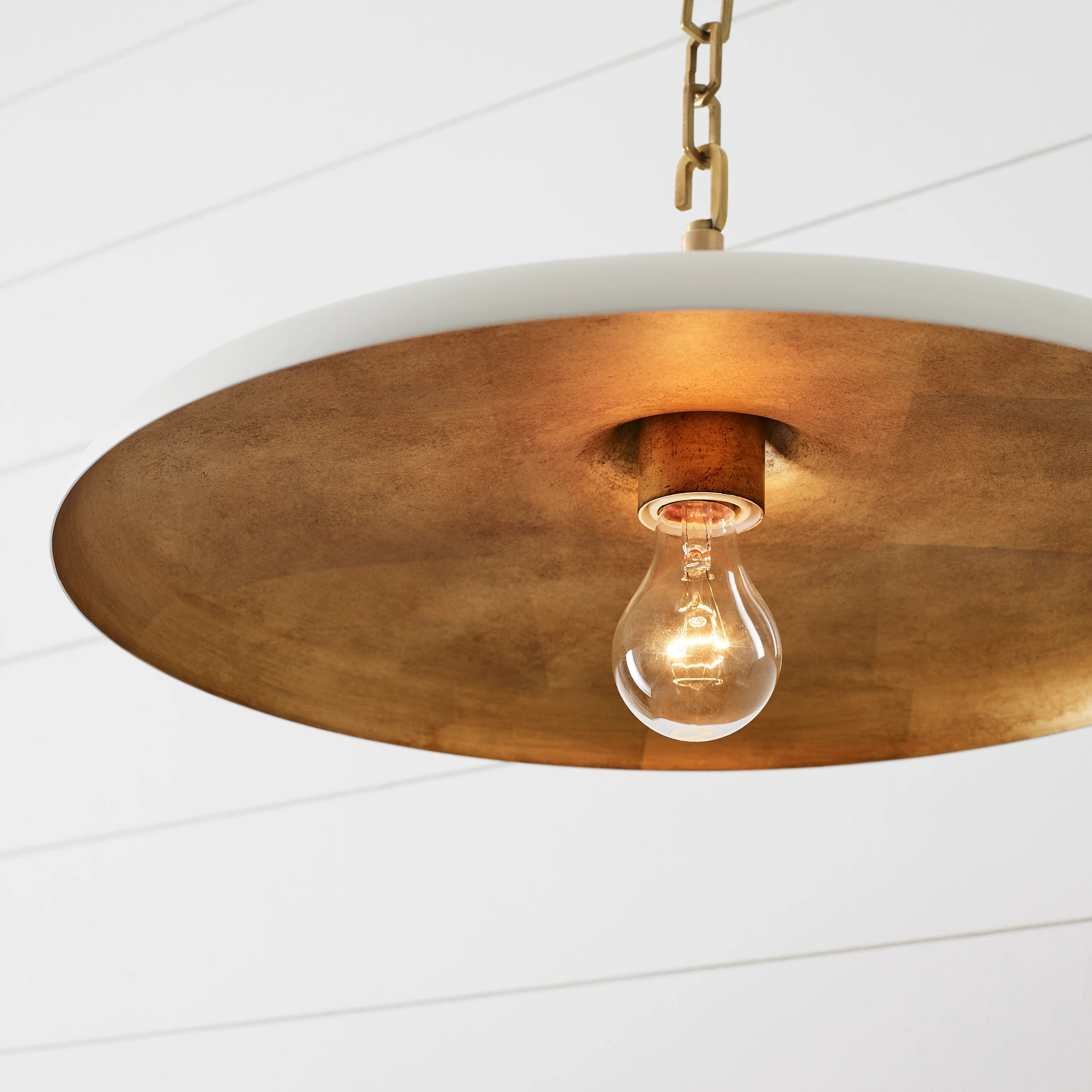 STORE FIXTURE - Piatto Medium Pendant - Brass/Plaster White LIGHTING - store fixture Visual Comfort