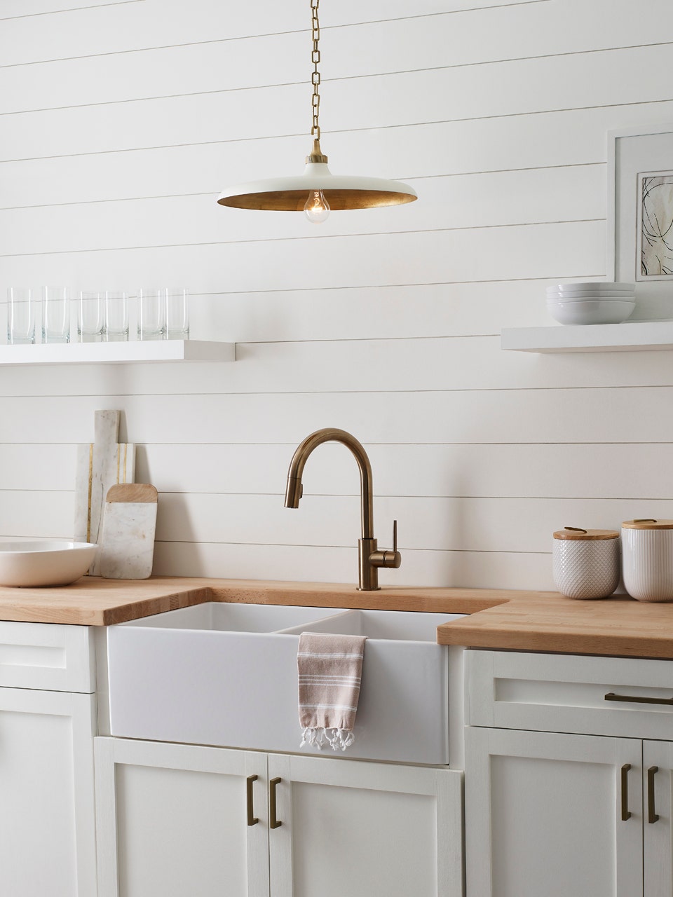 STORE FIXTURE - Piatto Medium Pendant - Brass/Plaster White LIGHTING - store fixture Visual Comfort