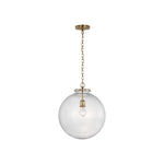 Katie Large Globe Pendant LIGHTING - pendant Visual Comfort Hand-Rubbed Antique Brass Clear Glass